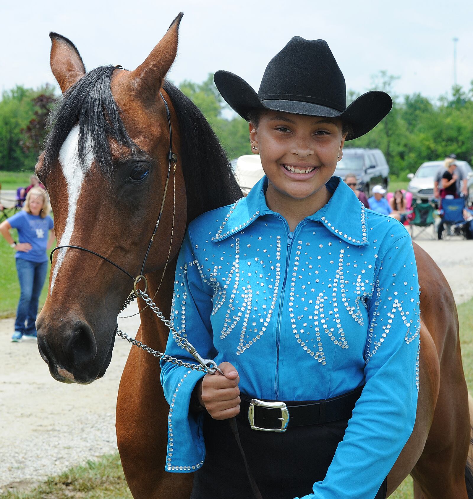 Julianna Smart, 12, with her horse, Guppy, took first place in the Junior Good Grooming class, Tuesday, July 13, 2021 at the Montgomery County Fair. MARSHALL GORBY\STAFF