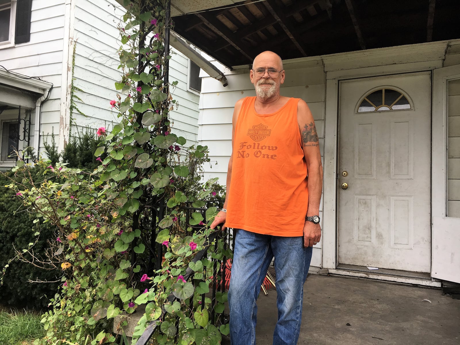 David Surbaugh at his home in Dayton. The Army veteran and recovering addict credits the Dayton VA with saving his life. KATIE WEDELL/STAFF