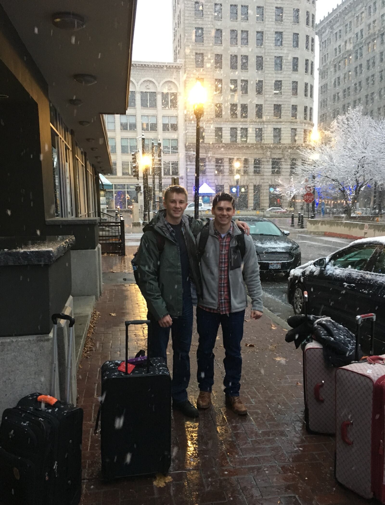 Nick Ellis (left) of Beavercreek has always had an interest in developing technology applications that help people. He is shown in Salt Lake City with friend Evan Peterson. CONTRIBUTED