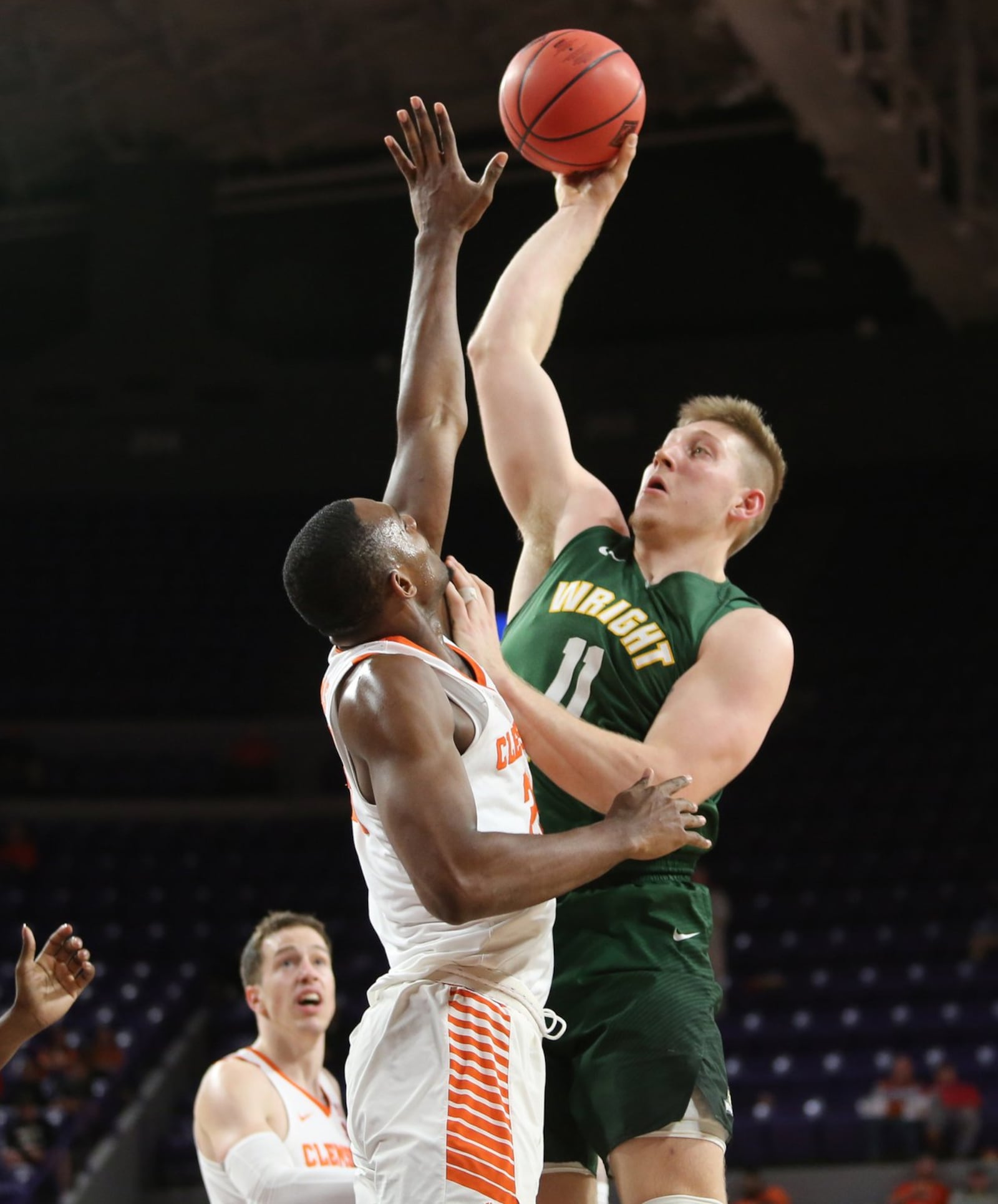 Wright State’s Loudon Love (11) goes up for a shot during Tuesday night’s NIT game against Clemson at Littlejohn Coliseum in Clemson, S.C. Clemson won 75-69. PHOTO COURTESY OF CLEMSON ATHLETICS