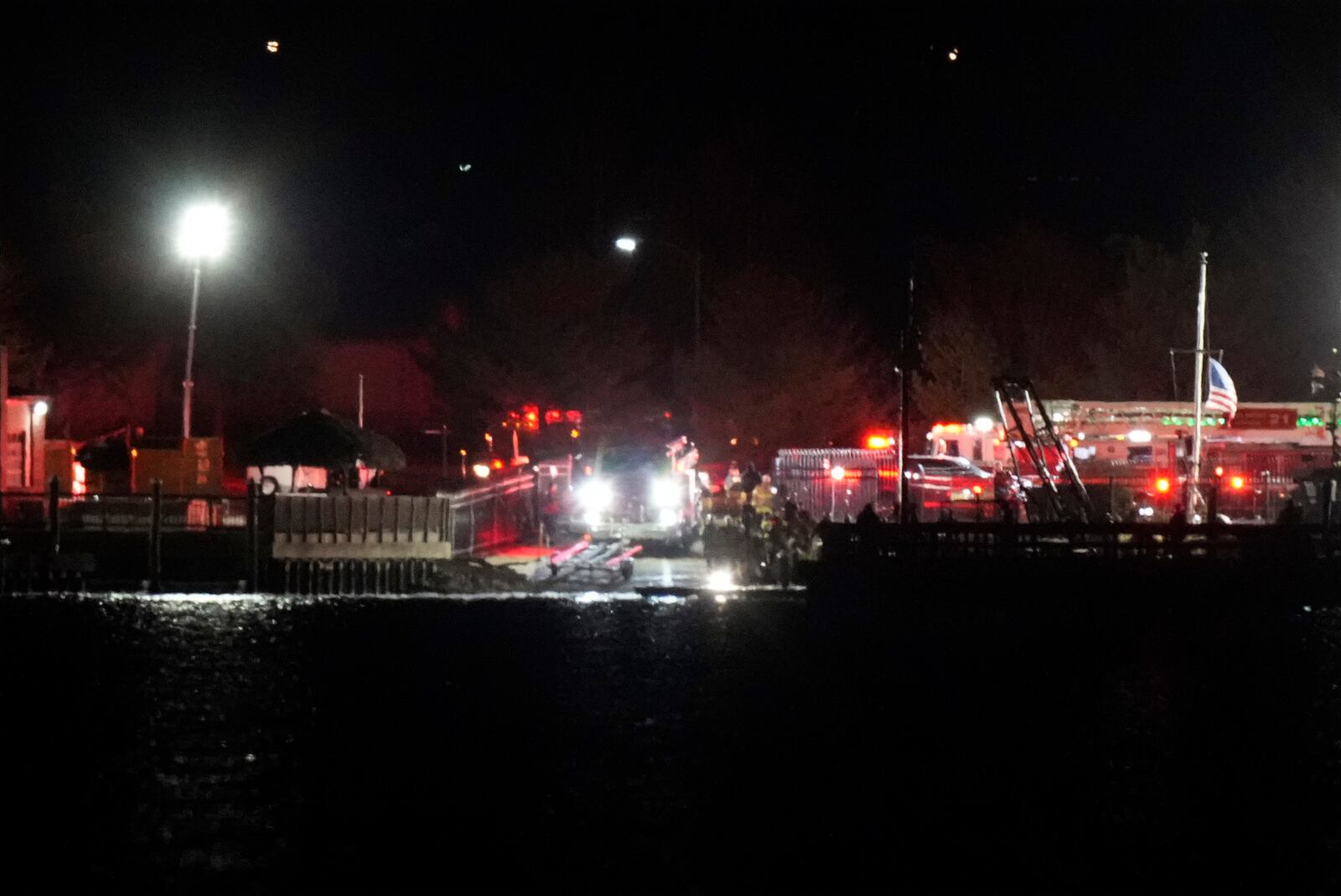 A view of emergency response looking from Arlington, Va., south of Ronald Reagan Washington National Airport, across the Potomac River toward the District of Columbia, Wednesday, Jan. 29, 2025. (AP Photo/Alex Brandon)