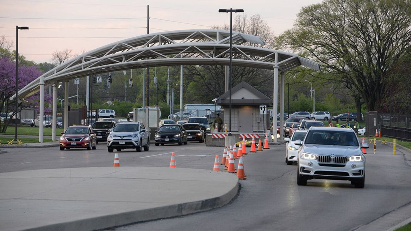 Traffic entering Gate 12A flowed through all lanes at Wright-Patterson Air Force Base. FILE