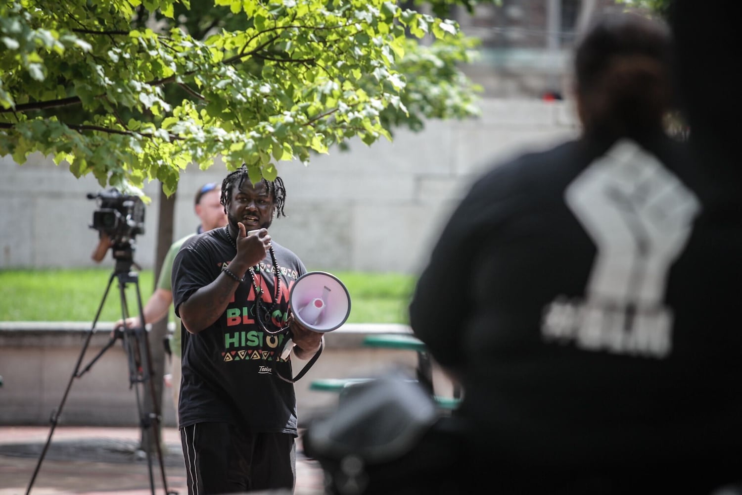 Demonstrators in downtown Dayton to protest Jacob Blake shooting