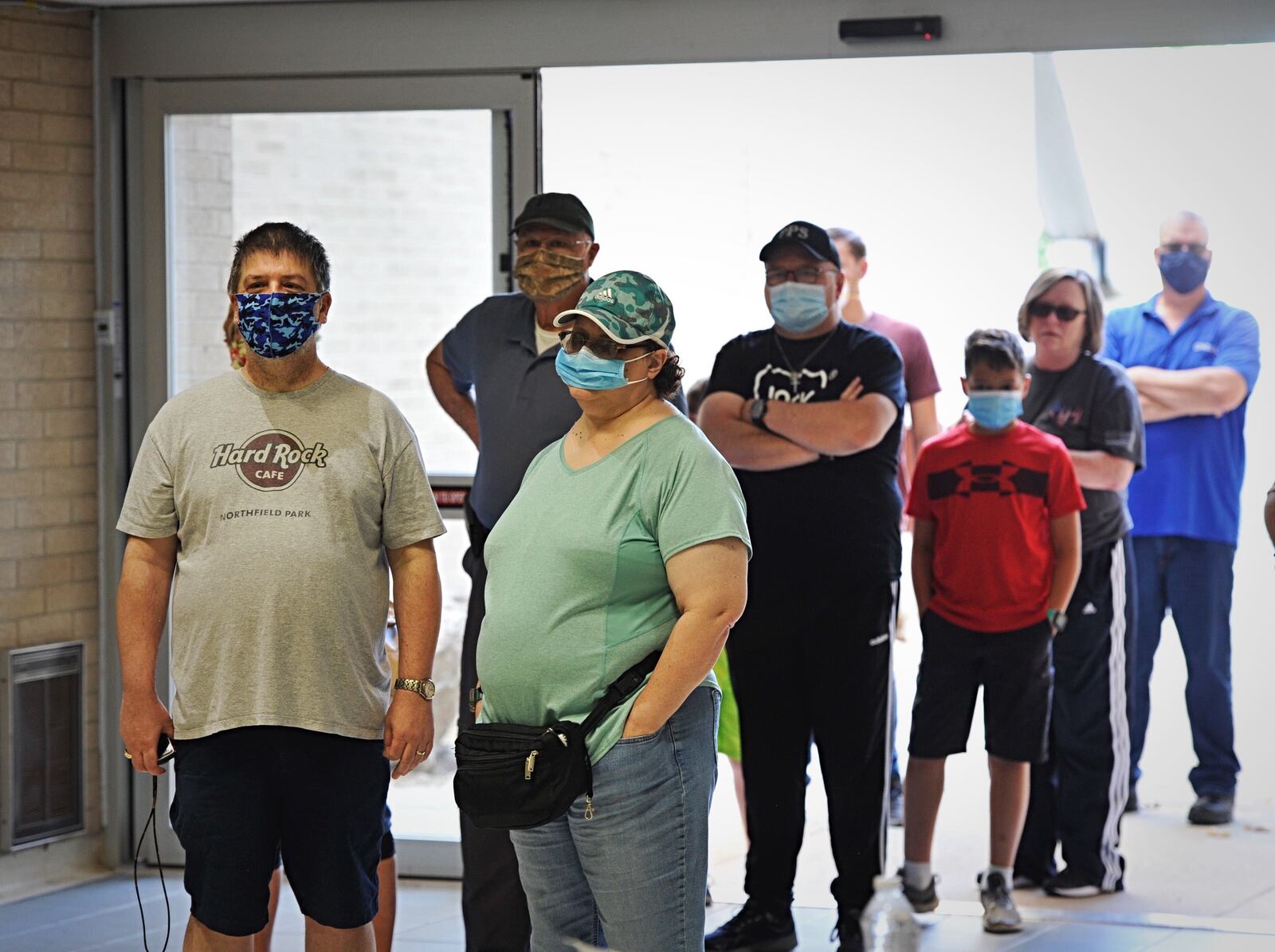 People entering National Museum of the Air Force for the first time in several months.   Staff photo: MARSHALL GORBY