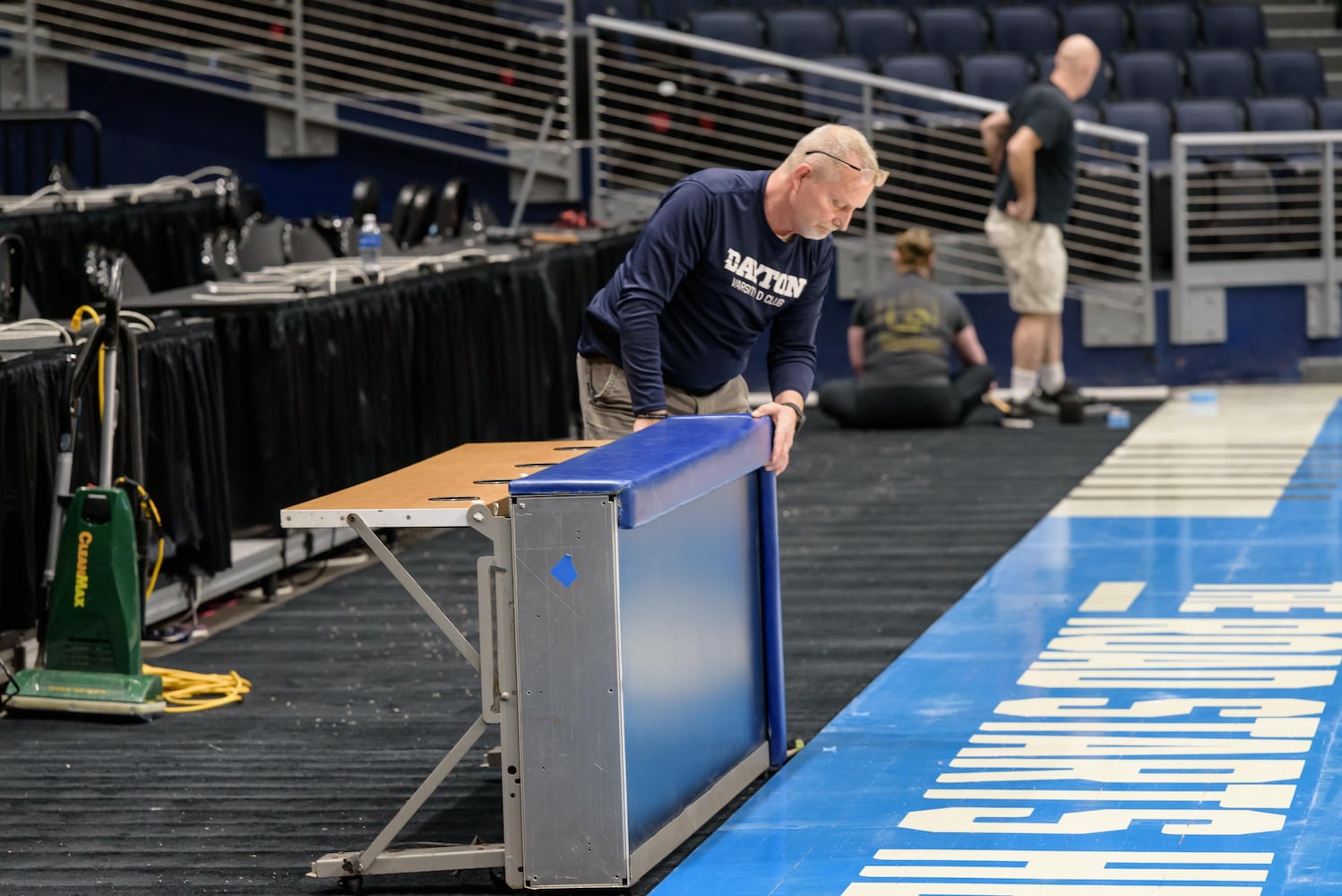 PHOTOS: NCAA First Four basketball court installation at UD Arena