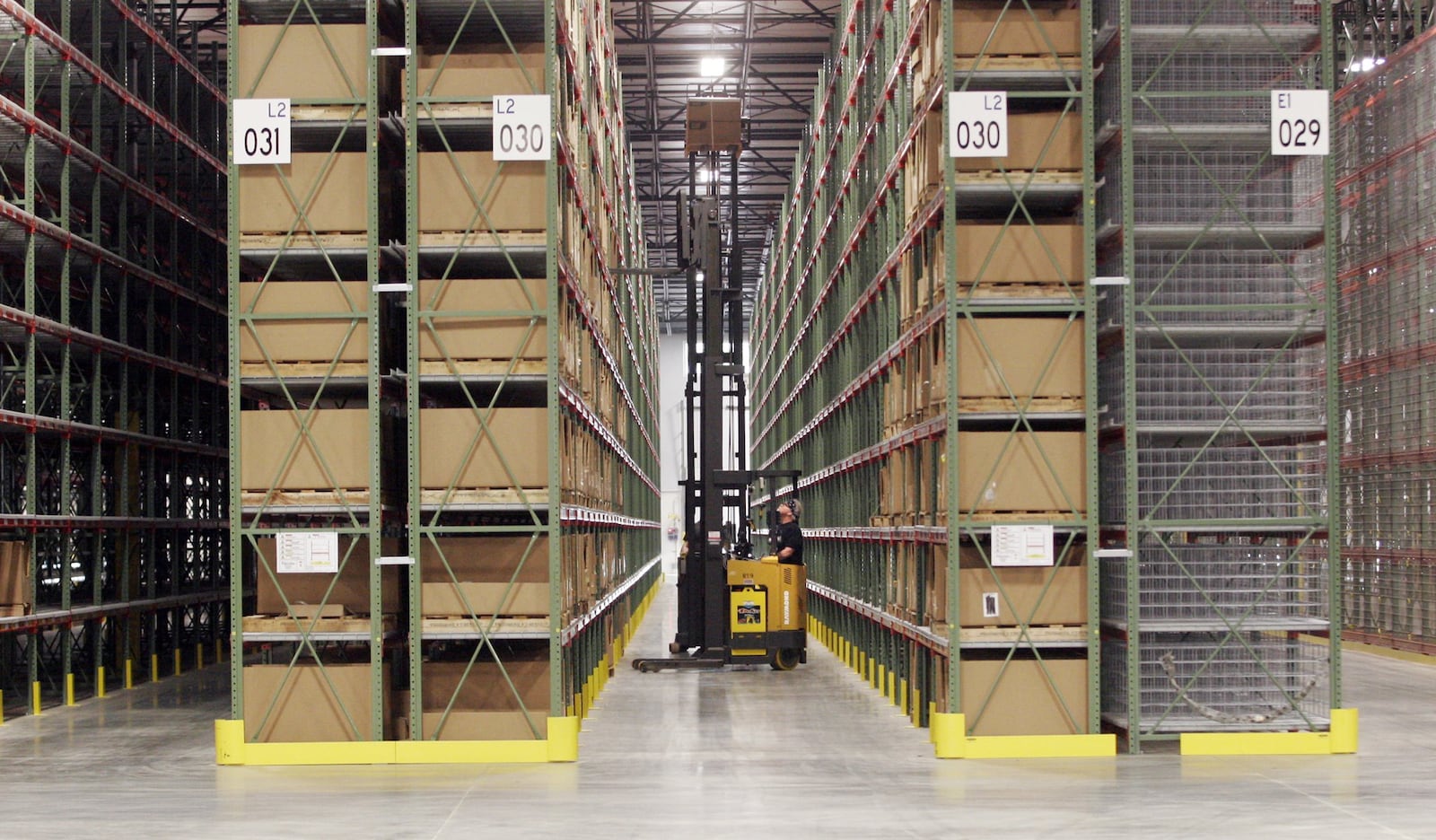 A file photo of the massive Caterpillar Logistics Services distribution center in Clayton, with about 25 acres under one roof. CHRIS STEWART/STAFF