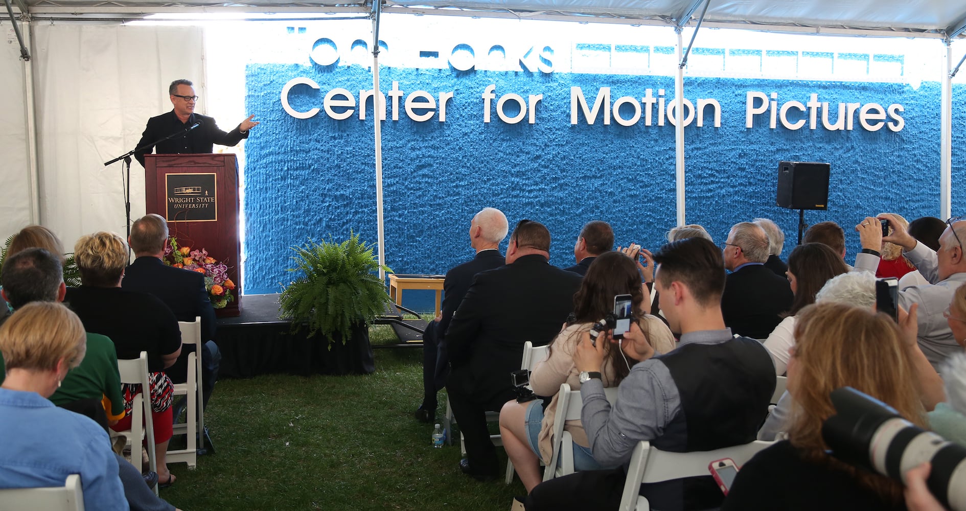 Tom Hanks cuts ribbon at Wright State University