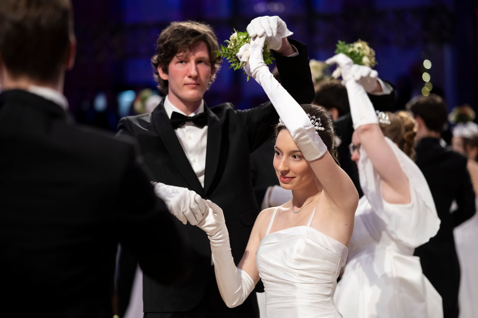 A young couple dance during opening ceremony of the Lawyers' Ball in Vienna, Austria, Saturday, March 1, 2025. (AP Photo/Denes Erdos)