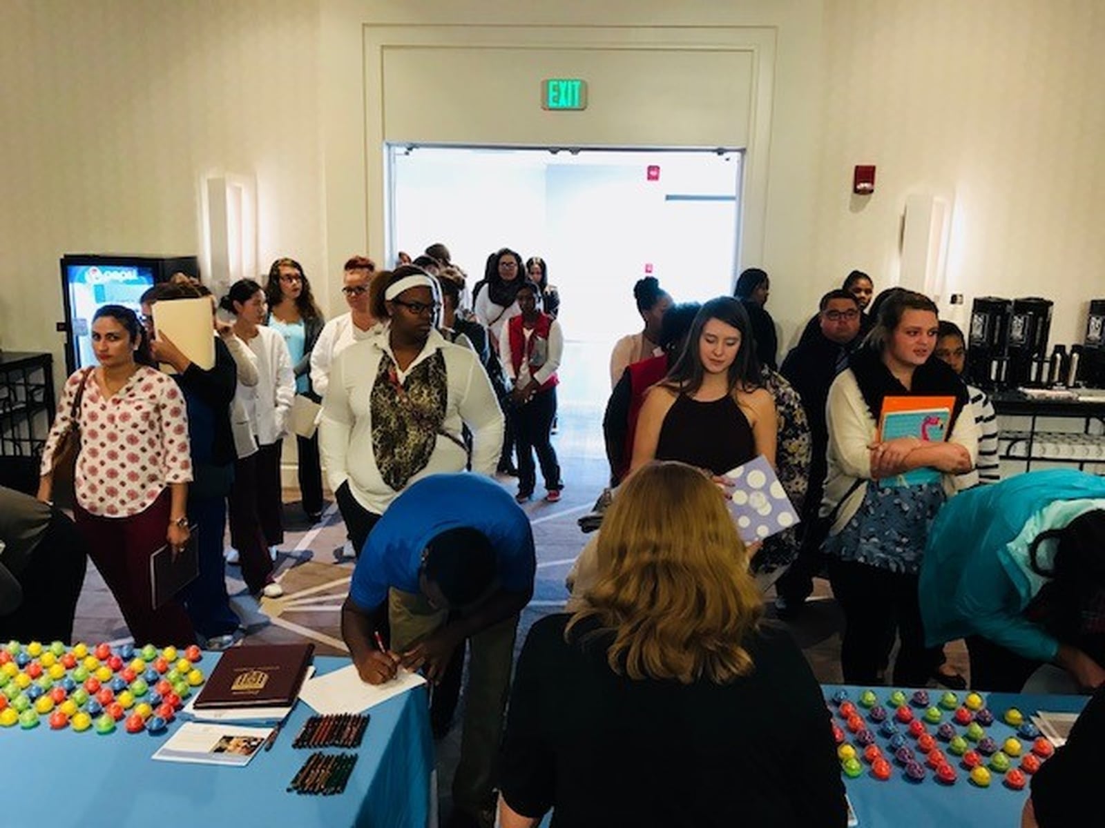 Dayton Children’s Hospital held a job fair on Tuesday, Oct. 17, 2017, at the Marriott at the University of Dayton to recruit for its main campus and Springboro campus. Positions sought were staff nurses, clinical support, clerical support, respiratory therapists, physical therapists, environmental services, patient access and pharmacy. JIM NOELKER / STAFF