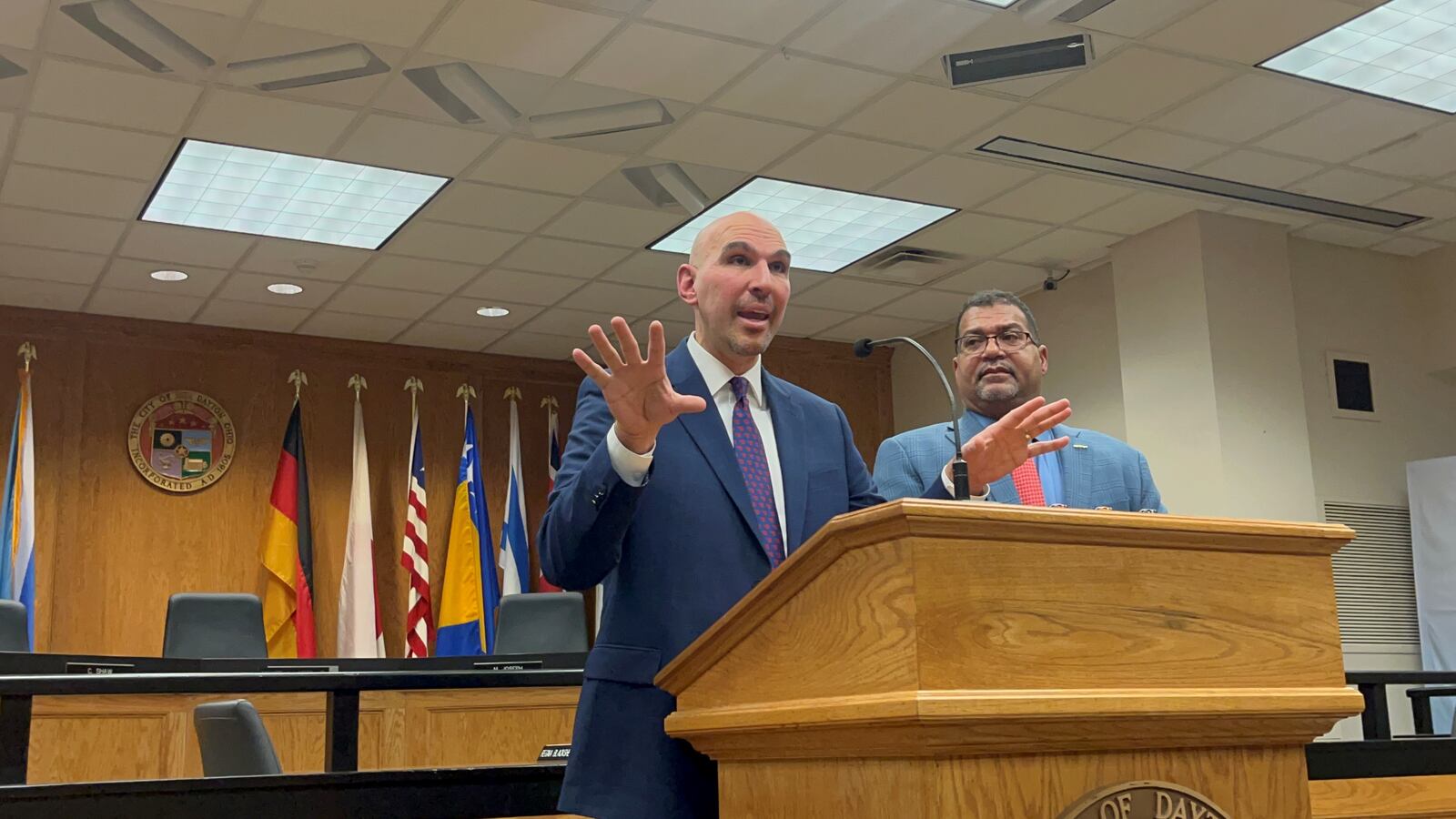 Dayton City Commissioners Matt Joseph and Chris Shaw. CORNELIUS FROLIK / STAFF