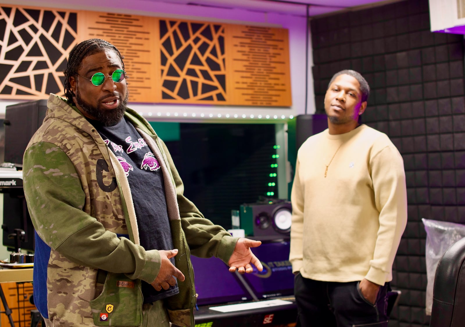 P the Emcee (L) and Blanch Robinson (R) at It Takes a Village Studios in Dayton. Photo credit: Brandon Berry