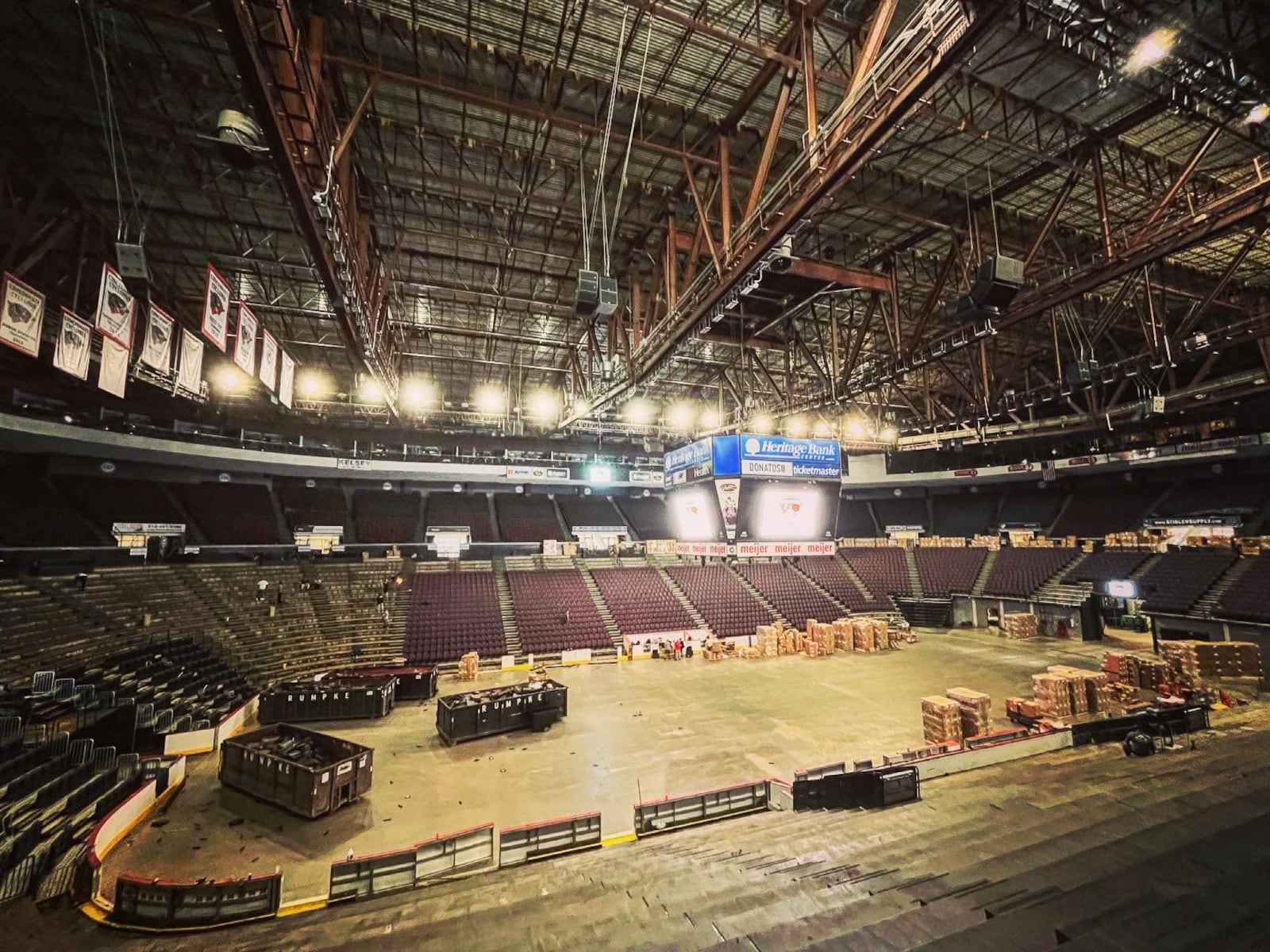 The Heritage Bank Center undergoes renovations on Wednesday, July 19, 2023, in Cincinnati. Dayton and Cincinnati will play at the arena in the Hoops Classic on Dec. 16. David Jablonski/Staff