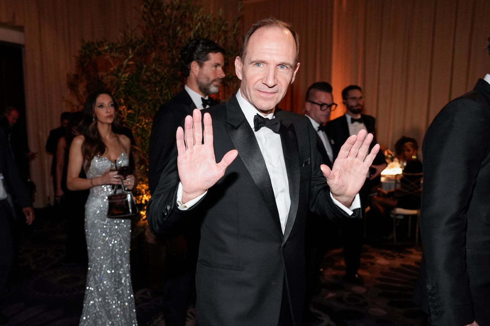 Ralph Fiennes arrives at the 82nd Golden Globes on Sunday, Jan. 5, 2025, at the Beverly Hilton in Beverly Hills, Calif. (AP Photo/Chris Pizzello)