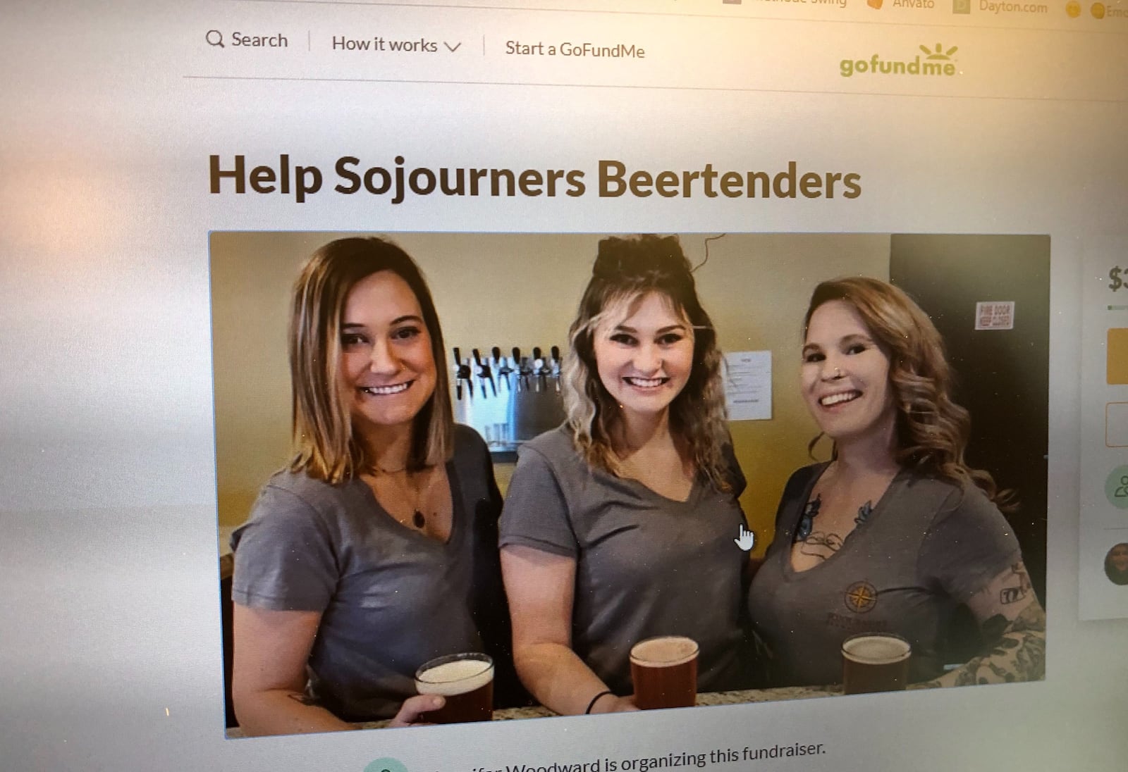 Some Dayton-area restaurants and their employees are turning to GoFundMe campaigns to help them survive financially, including three bartenders at Sojourners Brewstillery in Washington Twp.