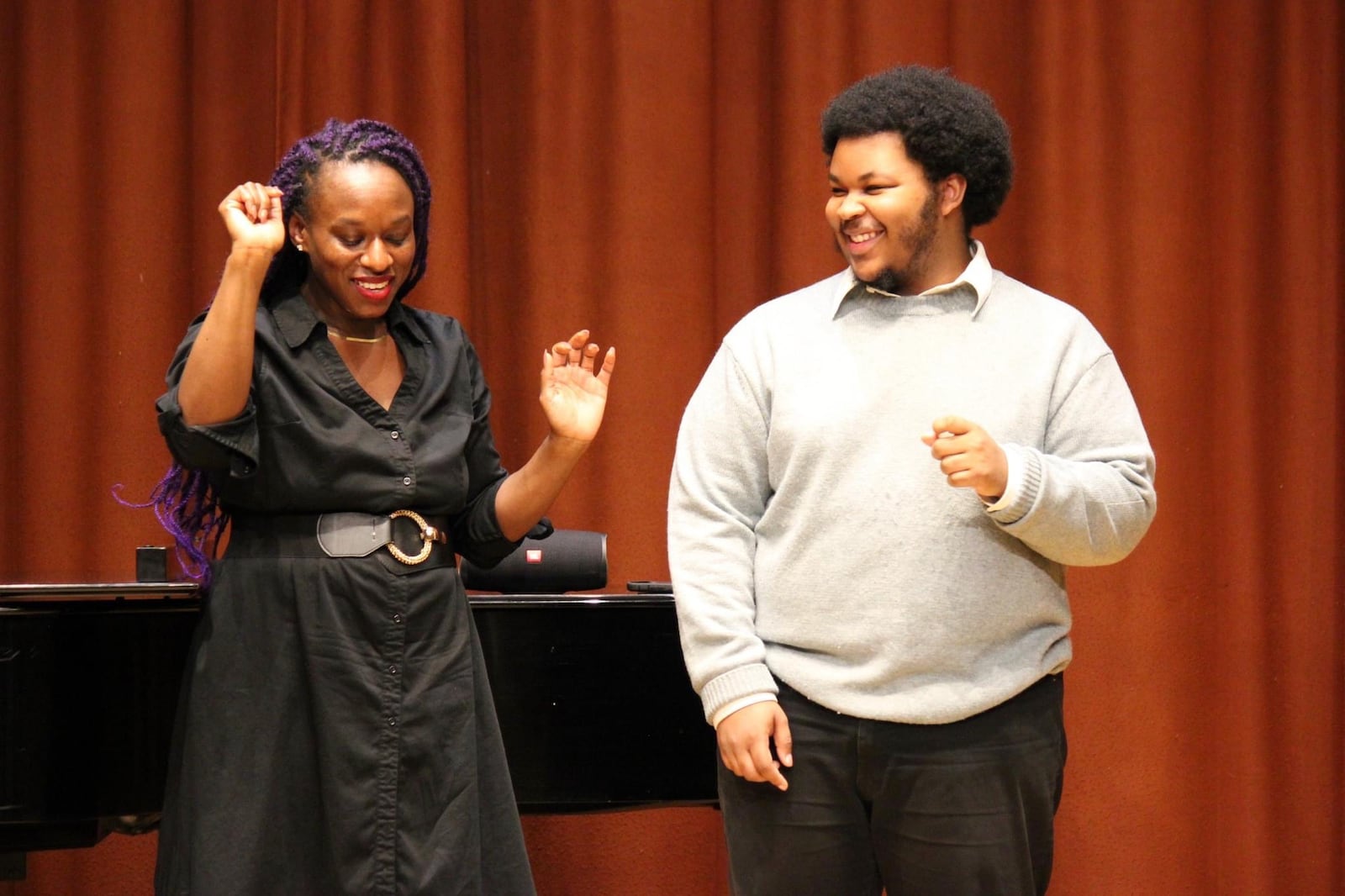 Daniel-Cox teaches voice area Master Classes at the University of Dayton. “Voice area refers to all the voice majors, the singers. I love voice. I love the pedagogy, the technique.”