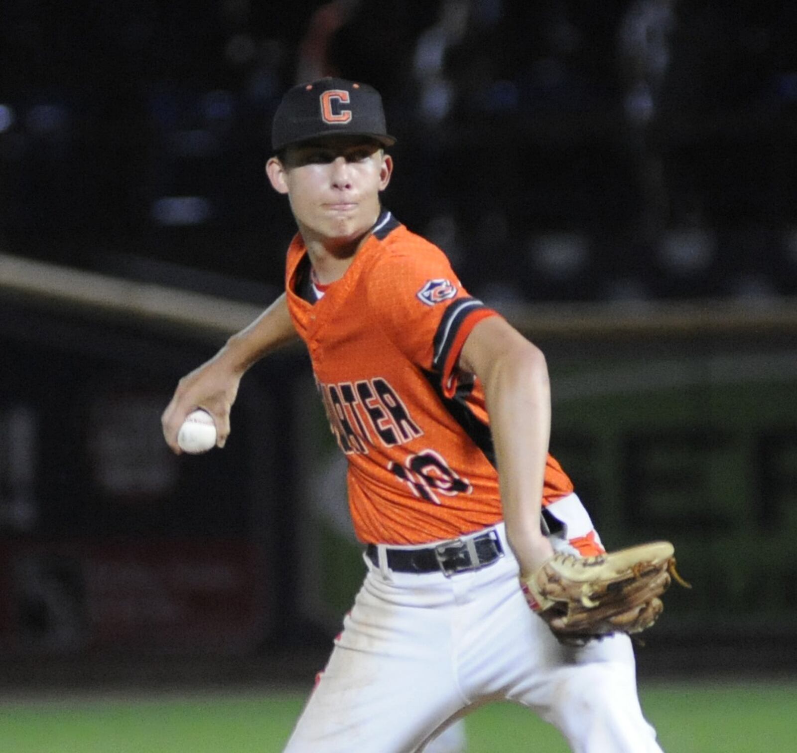 Coldwater senior Jacob Wenning pitched a complete game in a 1-0 defeat of Ridgewood to win the D-III high school baseball state championship at Canal Park in Akron on Sunday, June 9, 2019. MARC PENDLETON / STAFF