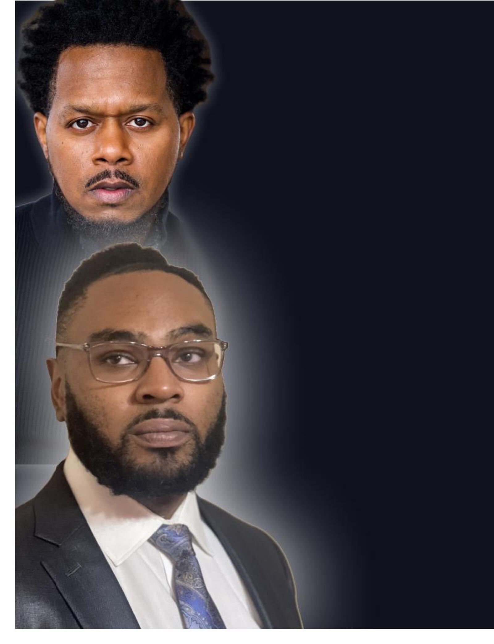 Rico Parker (top, as Malcolm X) and Shaun Diggs (Dr. Martin Luther King, Jr.) will star in Sinclair Community College's production of "The Meeting" Feb. 9 and 10 in Blair Hall Theatre.