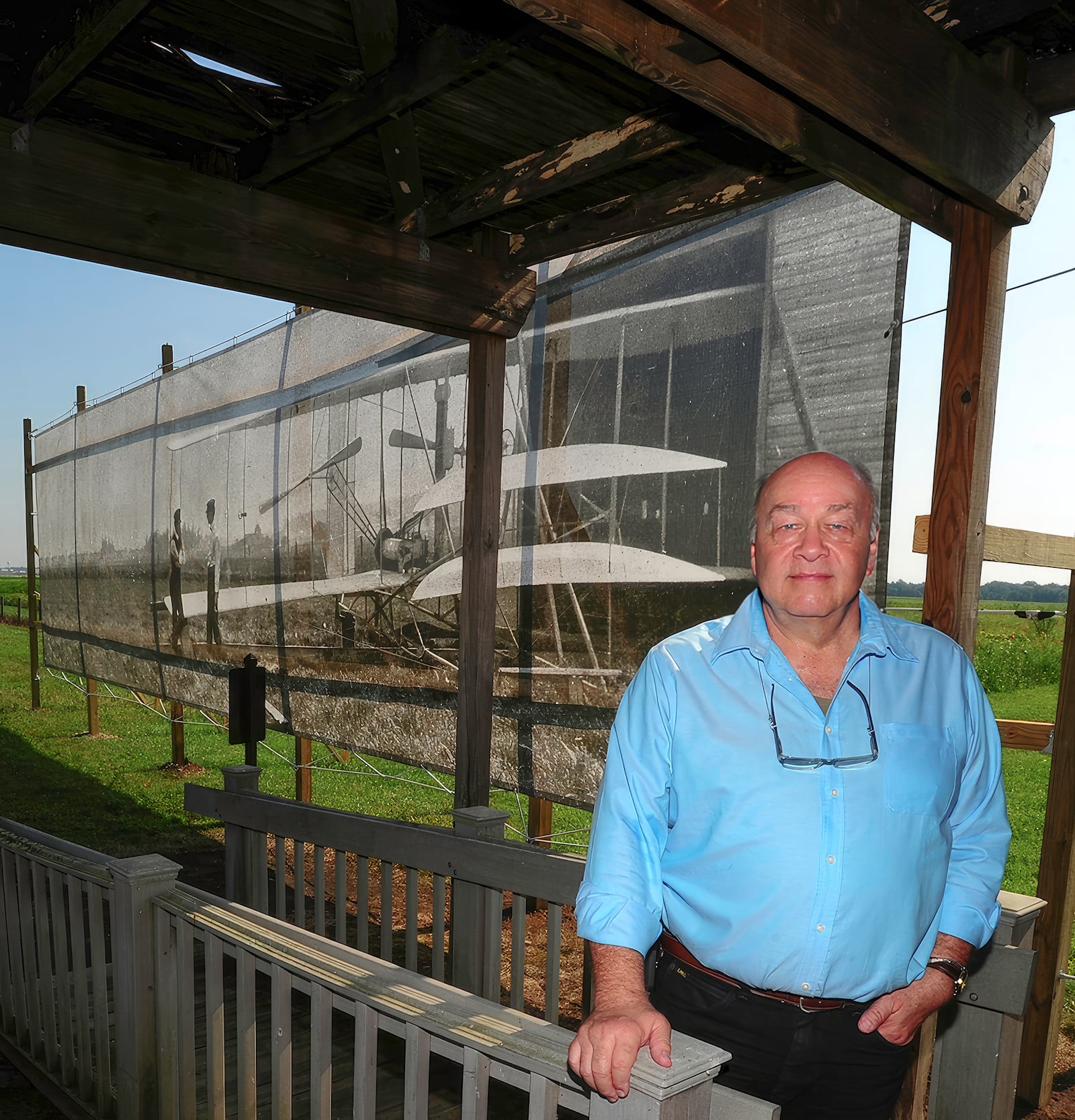 Patterson was honored in 2017 for his vision and creativity in the design and placement of new photo murals, the first of which is placed at Huffman Prairie where Wilber and Orville Wright perfected their flying machine in 1904 and 1905, making Huffman Prairie the world's first aerodrome/airfield.