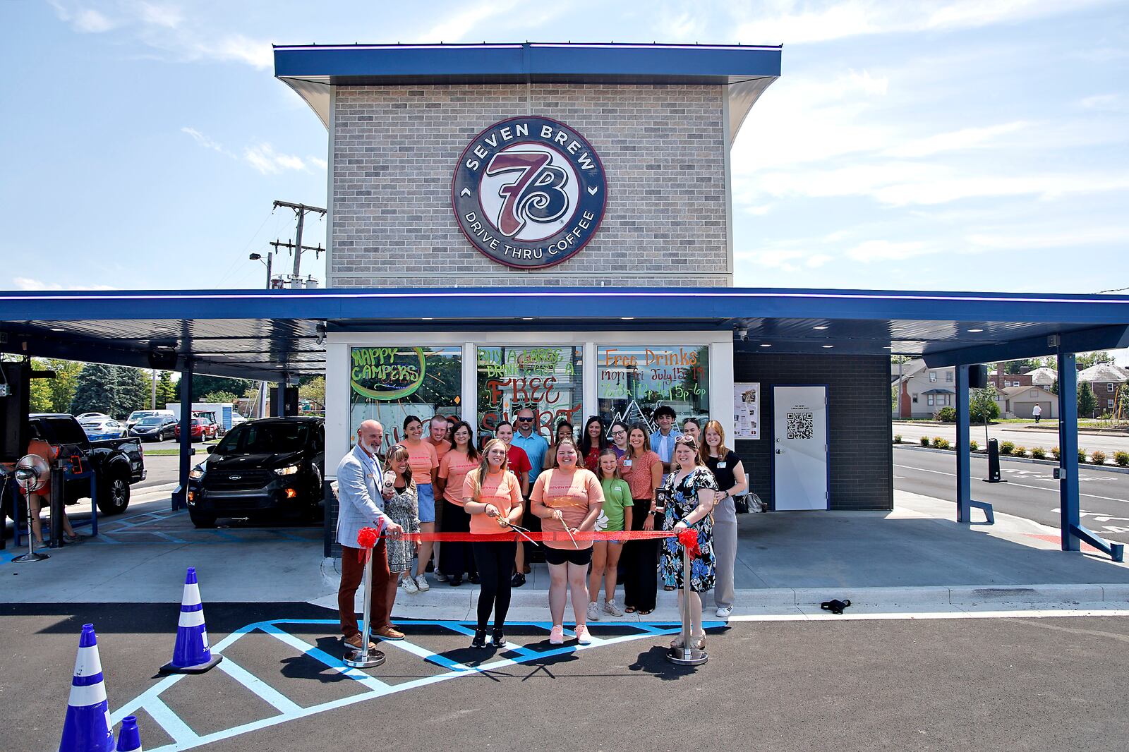 A ribbon cutting ceremony was held for the new Seven Brew location at the intersection of East Main Street and Belmont Avenue in Springfield Tuesday, July 16, 2024. The new  Seven Brew is the first in area. It offers hot and cold coffee drinks as well as energy drinks, milk shakes and smoothies. BILL LACKEY/STAFF