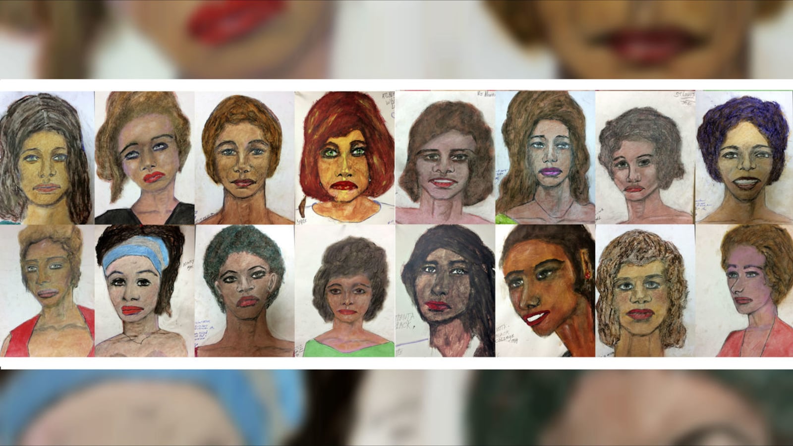 Pictured are some of the sketches made by Samuel Little of women he confessed to killing over a span of nearly 40 years. Little, 79, has been named the most prolific serial killer in U.S. history, responsible for at least 50 killings of women.