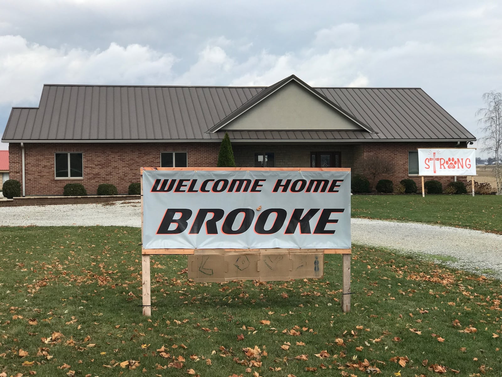 The “Welcome Home Brooke” sign in the front yard of the Bergman’s home in New Weston. Tom Archdeacon/CONTRIBUTED