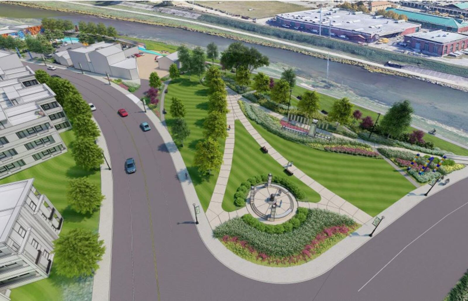 A rendering of an expanded and improved park at Valley and Keowee streets in Old North Dayton. CONTRIBUTED