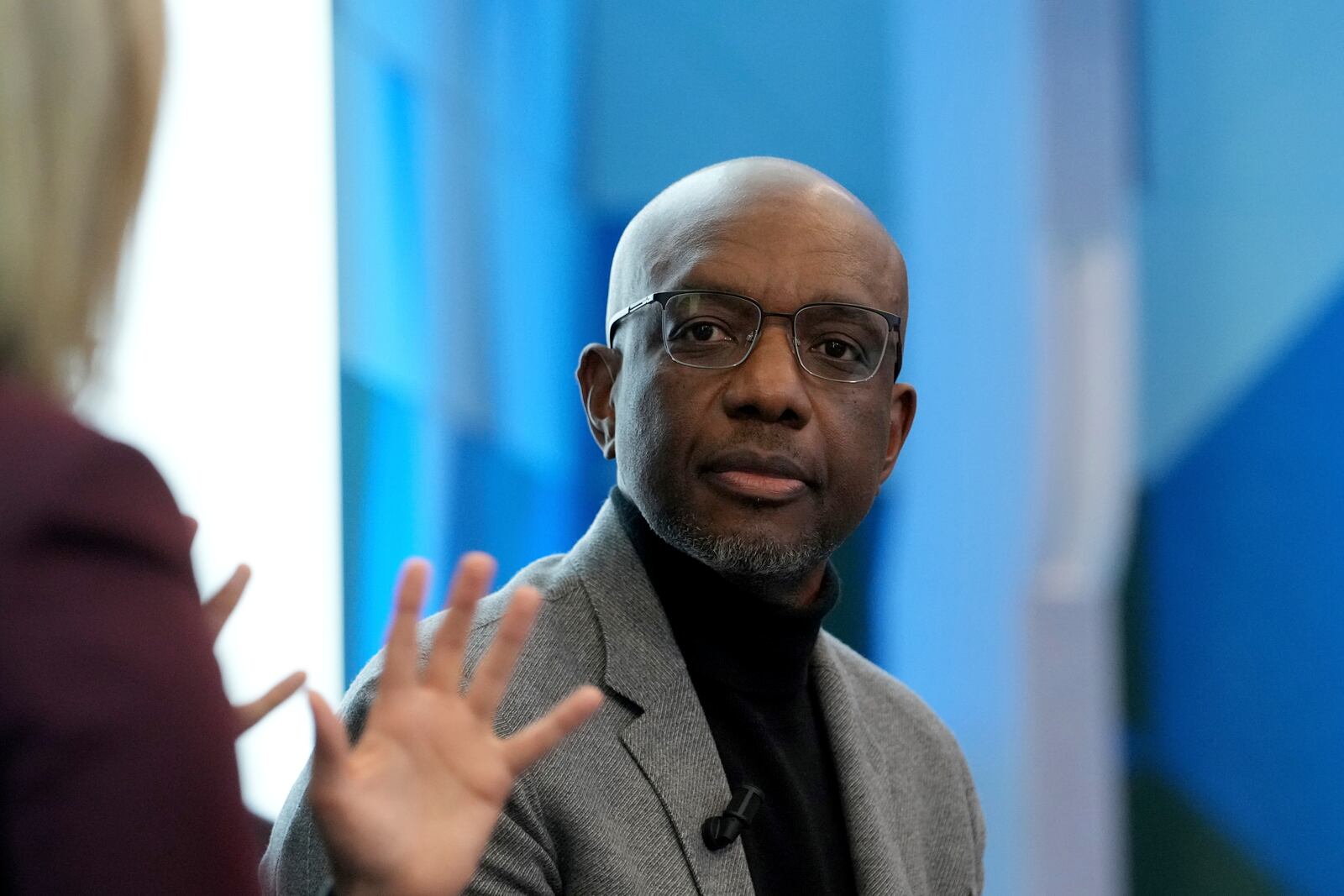 Google Senior Vice President, Research, Labs, Technology and Society, James Manyika attends an event at the Paris Google Lab on the sidelines of the AI Action Summit in Paris, Sunday, Feb. 9, 2025. (AP Photo/Thibault Camus)