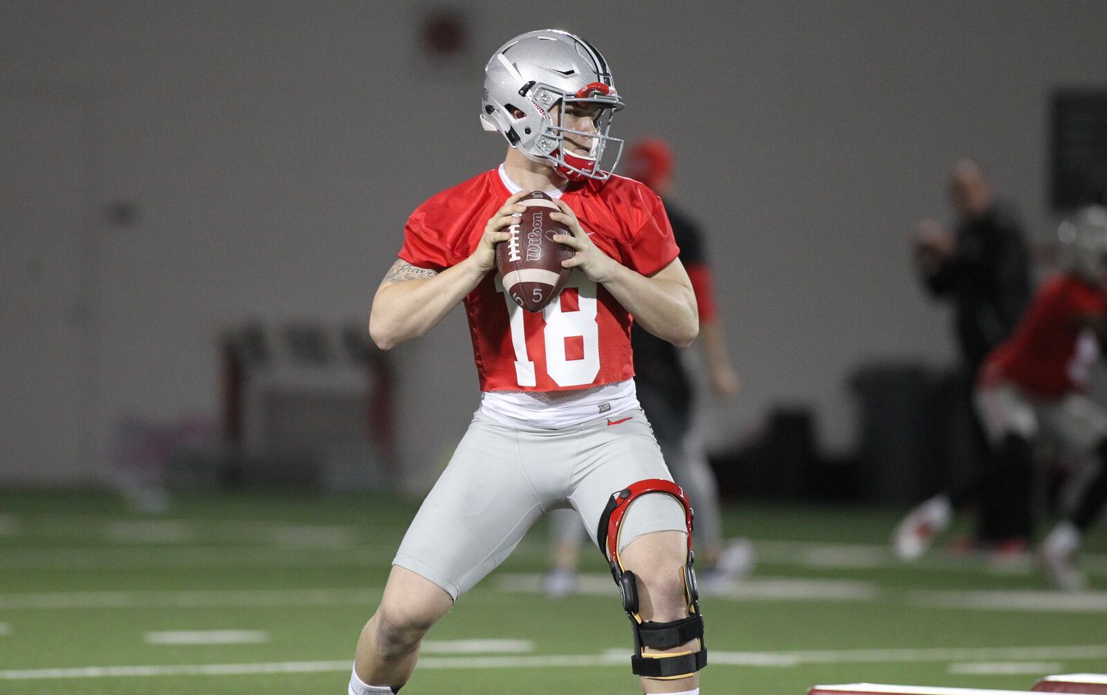 Ohio State’s Tate Martell practices on Tuesday, March 6, 2017, at the Woody Hayes Athletic Center in Columbus. David Jablonski/Staff