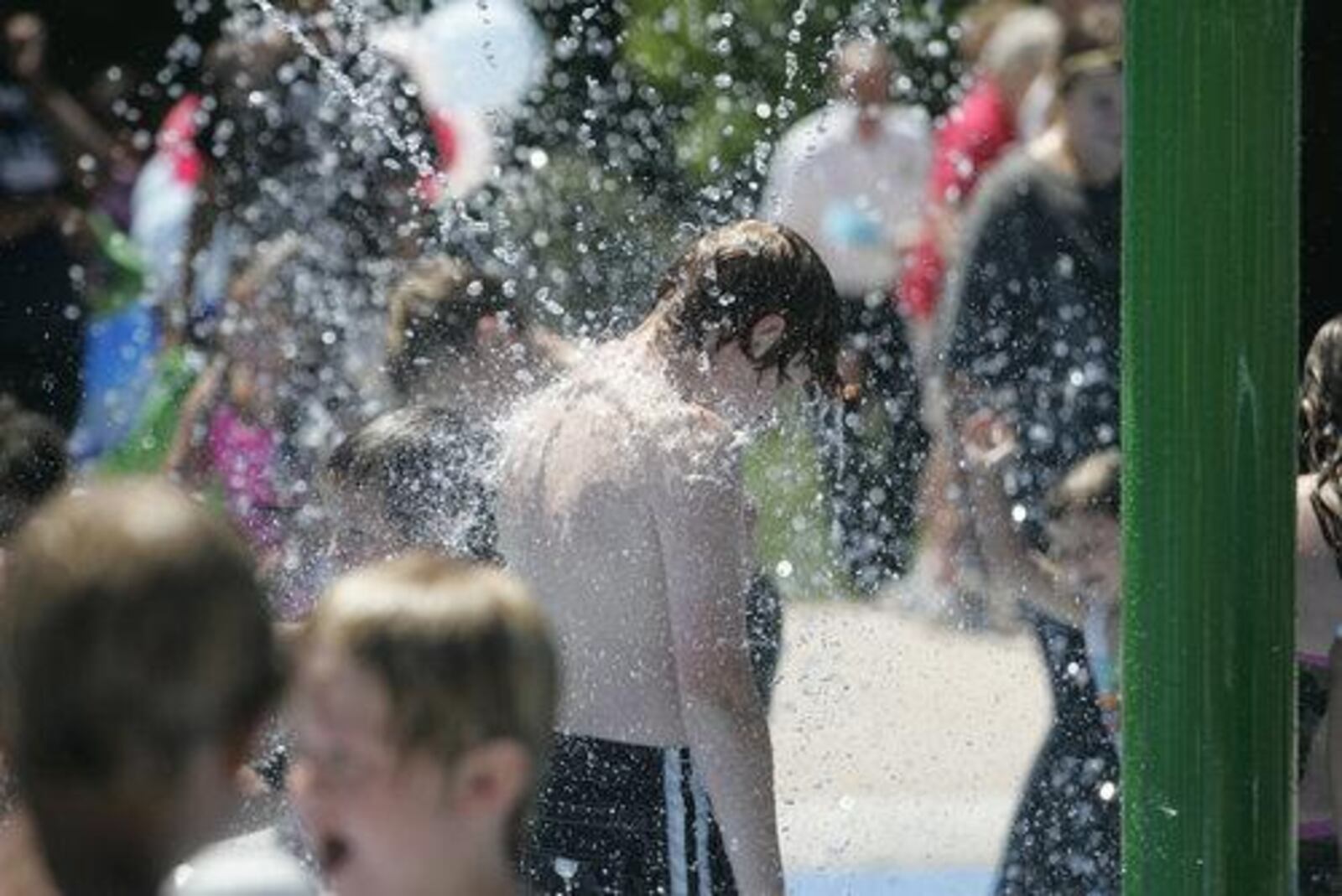 The splash pad, in Thomas A. Cloud Park, in Huber Heights, officially opened on Saturday July 4, 2010.