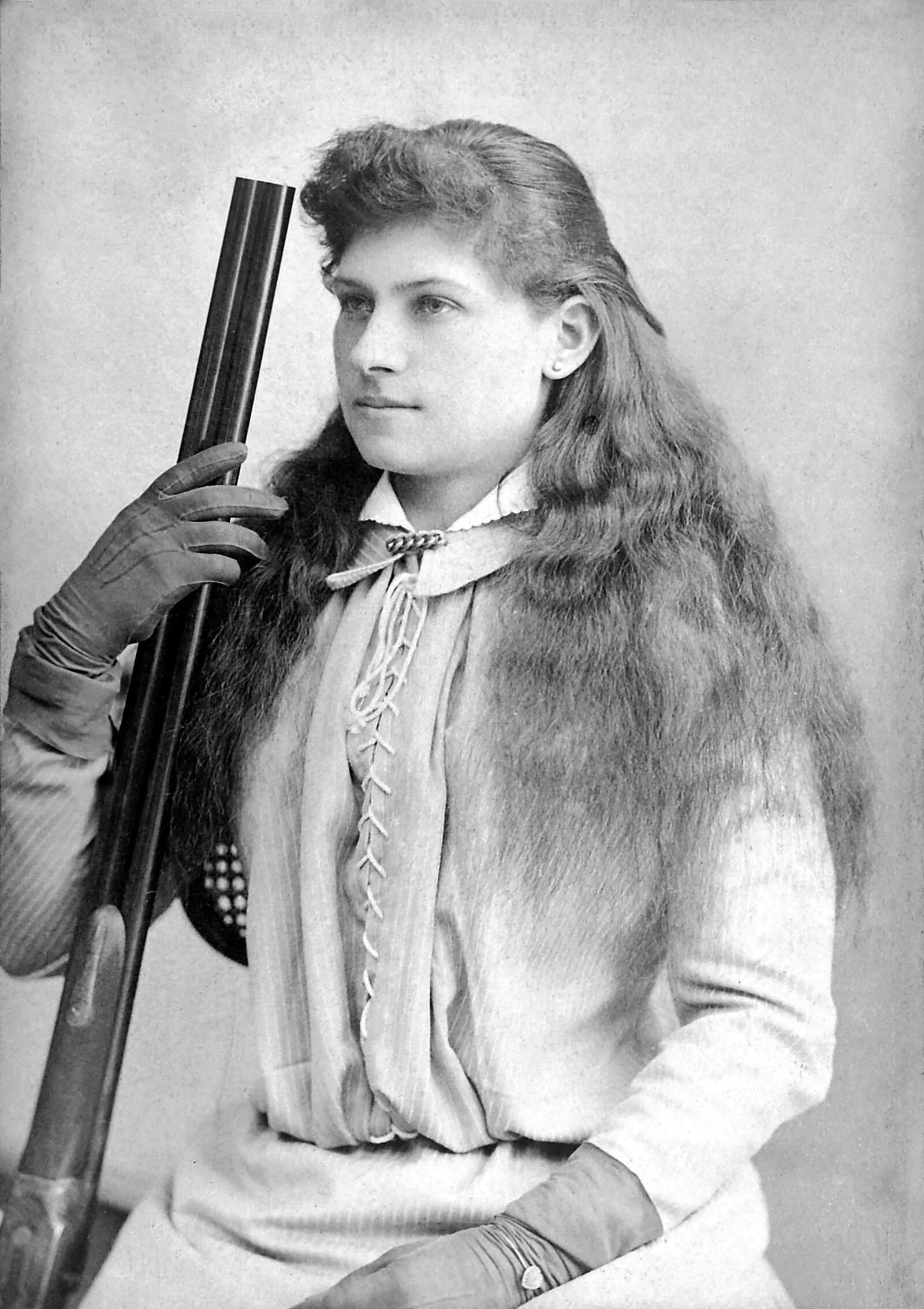 Born Phoebe Anne Mosey Aug. 13, 1860 Annie Oakley, as she was later known, learned to shoot at the age of 8. In the fall of 1875, she was invited to take part in a shooting contest in Cincinnati against Frank Butler, a professional vaudeville stage shooter. When she won, Butler convinced Phoebe to travel with him across the country, demonstrating her skills. In June of 1876, they were married and they traveled across the country together. PHOTO COURTESY OF THE NATIONAL ANNIE OAKLEY CENTER AT THE GARST MUSEUM