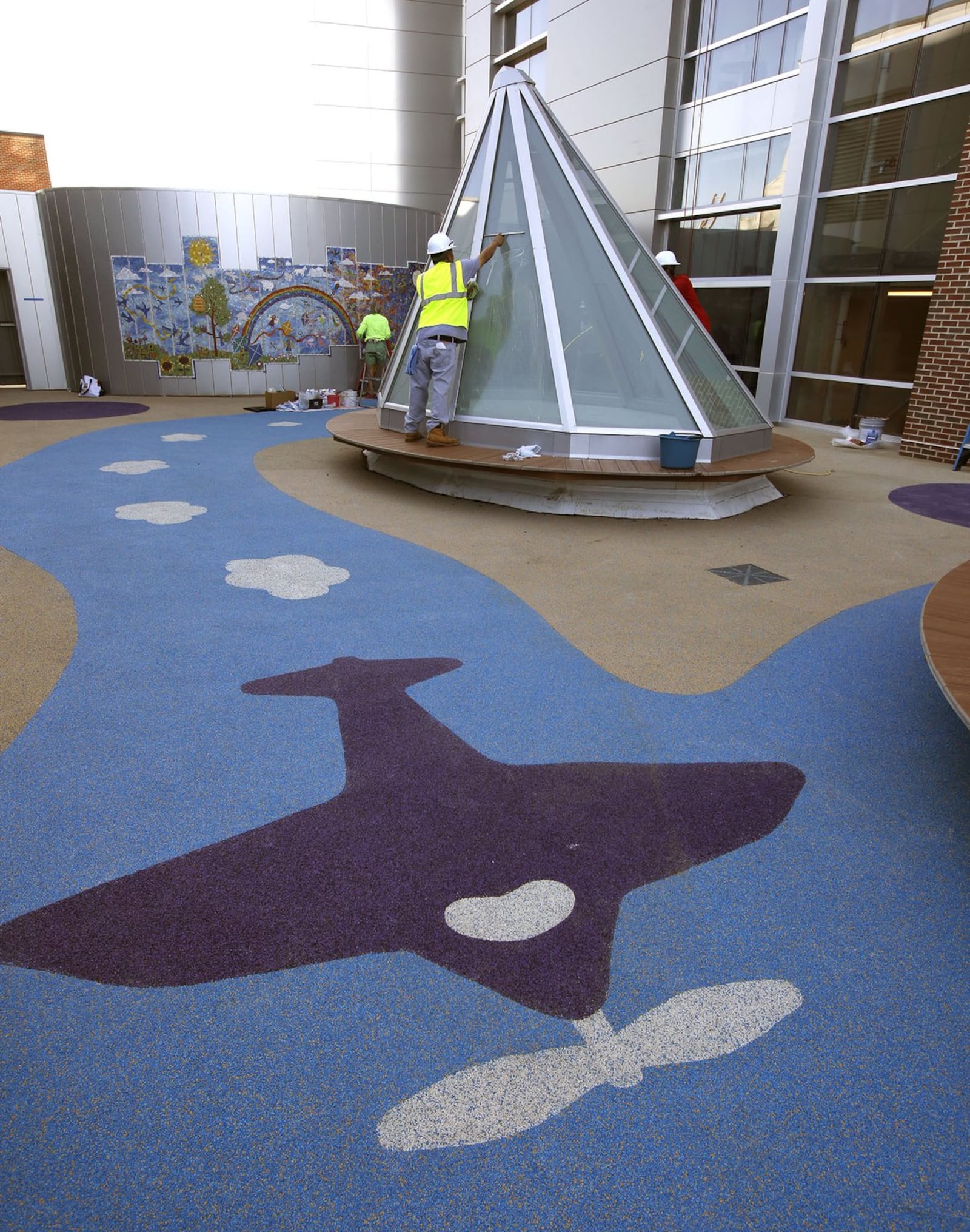 Two separate rooftop play areas are part of the Oncology/Hematology floor to allow access for all patients. Dayton Children’s is celebrating the completion of its $168 million new patient tower and campus renovation which started in 2014. TY GREENLEES / STAFF