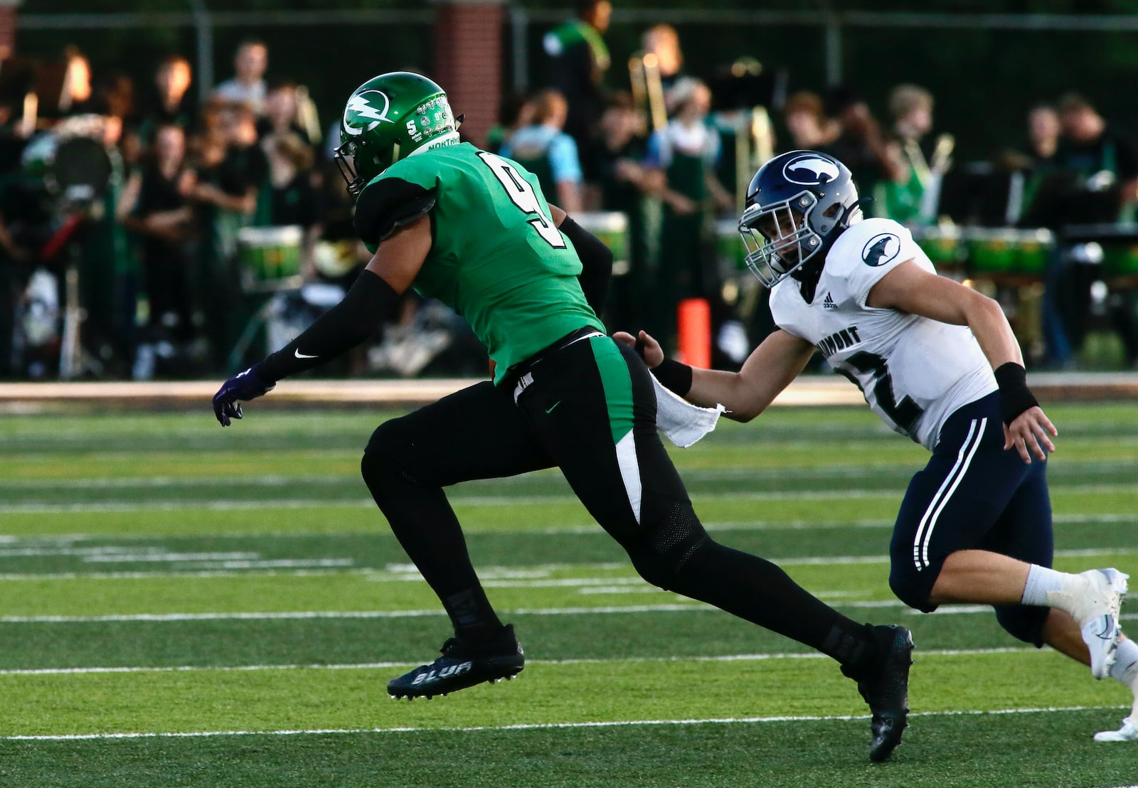 Northmont's Nigel Glover returns a fumble for a touchdown against Fairmont on Friday, Sept. 9, 2022, at Premier Health Stadium in Clayton. David Jablonski/Staff