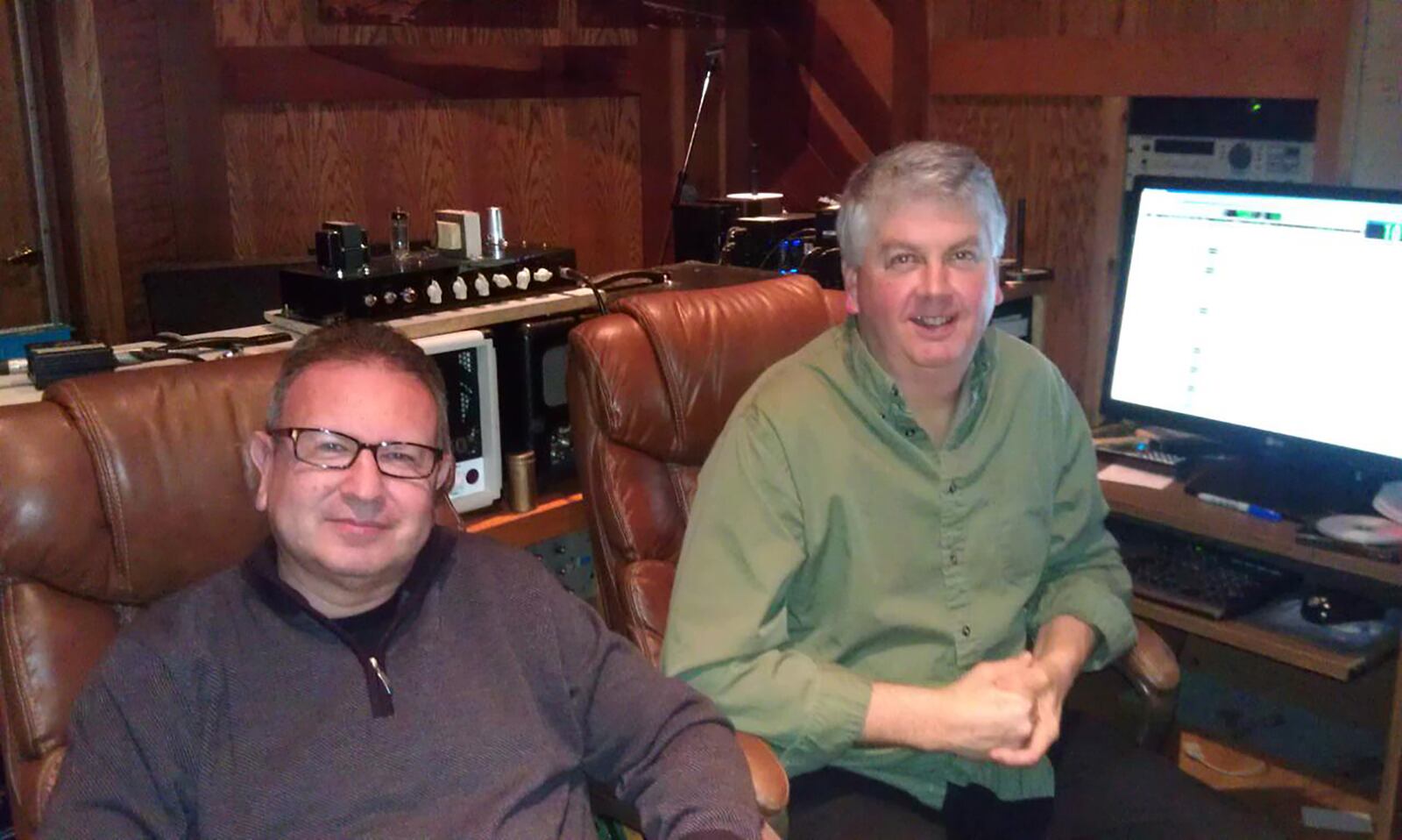 Tim Tye, left, with sound engineer Gary King in 2009. King encouraged Tye to pursue a music career. CONTRIBUTED