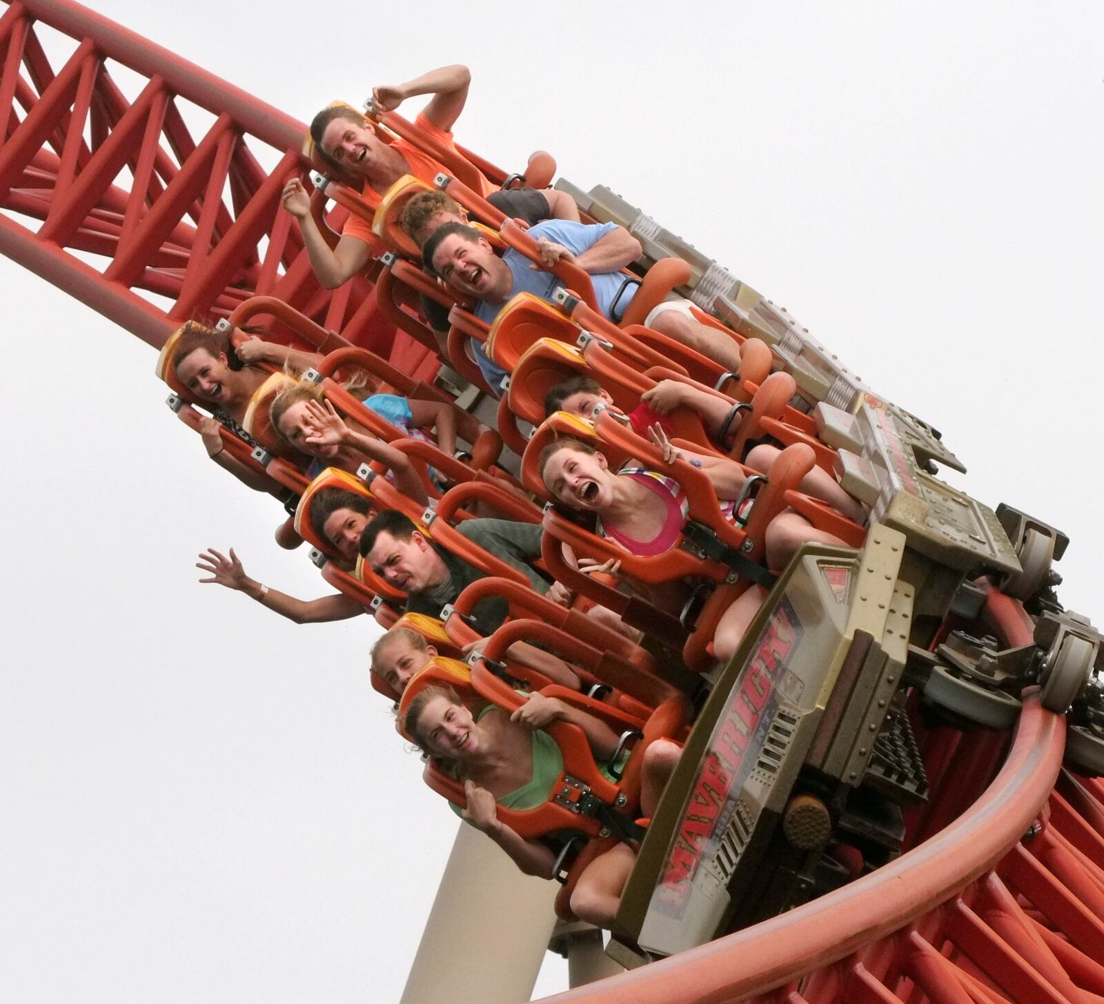 Riders enjoy the Maverick ride at Cedar Point amusement park in Sandusky, goes about is business on Tuesday, June 18, 2013. THE BLADE/DAVE ZAPOTOSKY