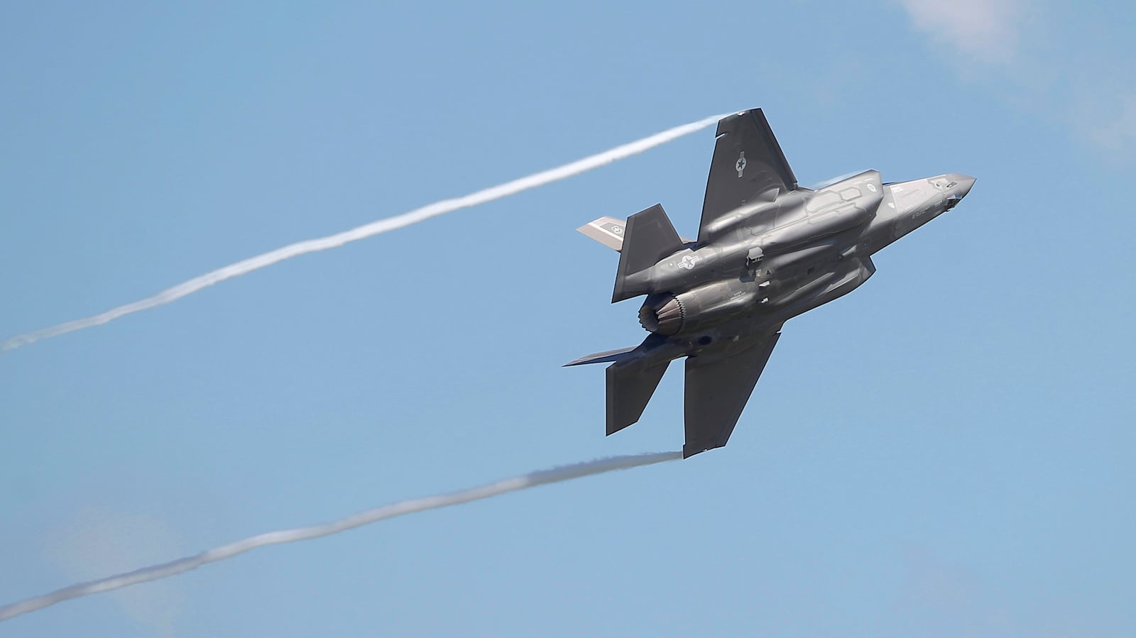 Pilots of the F-35 Joint Strike Fighter will see a reduction in the weight of their helmets as the program office at Wright-Patterson Air Force Base works to make them safer.  This is one of two F-35s that visited the the Vectren Dayton Air Show in 2016.  TY GREENLEES / STAFF