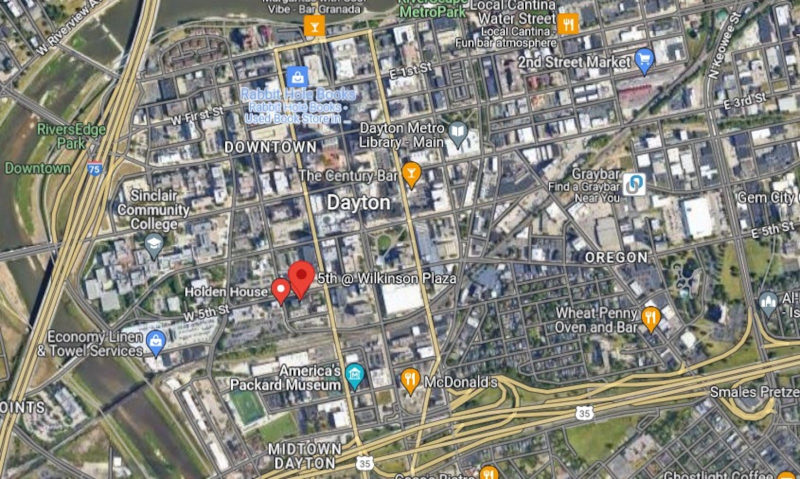 A map of downtown Dayton showing Wilkinson Plaza. CONTRIBUTED