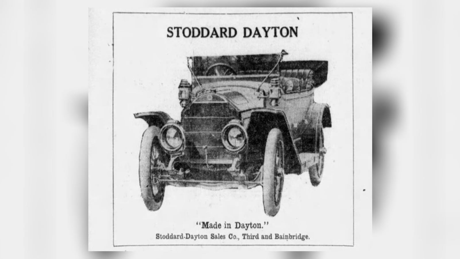 Stoddard Dayton car advertisement from the Dayton Daily News, 1912.