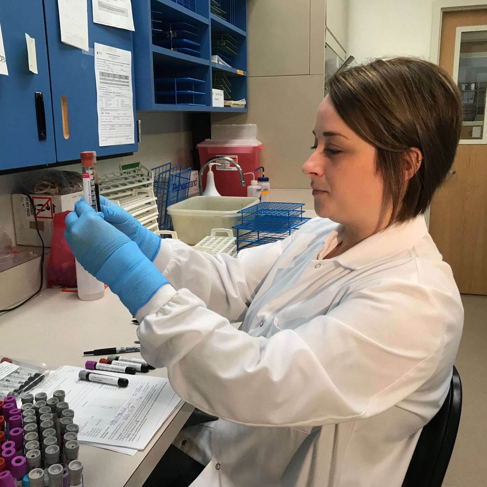 Kialee Bowles, a forensic toxicologist, works at the Montgomery County Coroner's office on Oct. 24, 2018. The county is on track to see between 260 and 300 deaths from accidental overdose in 2018, down from 566 in 2017. CHUCK HAMLIN/STAFF