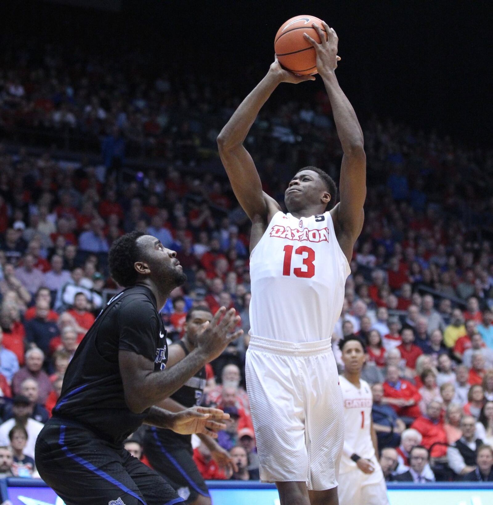 Dayton’s Kostas Antetokounmpo shoots against Saint Louis on Tuesday, Feb. 20, 2018, at UD Arena. David Jablonski/Staff