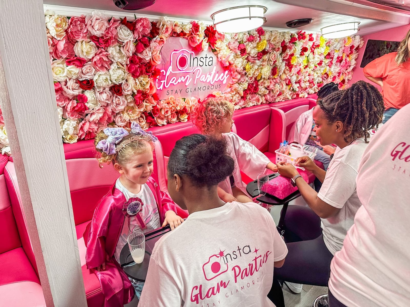 InstaGlam Parties, a new children’s spa and craft party bus service, is making its way around the Dayton region to create unforgettable birthday experiences (CONTRIBUTED PHOTO).