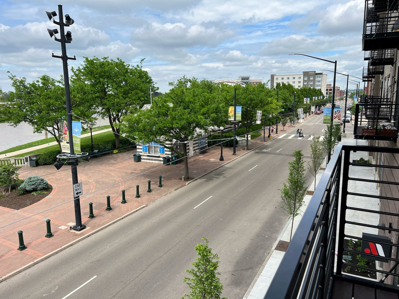 Here’s a balcony view of RiverScape MetroPark via the Monument, a new apartment complex which opened in Mar. 2023, located at 140 E. Monument Ave. A model unit was shown during the Downtown Dayton Partnership's Downtown Housing Tour on Saturday, May 13, 2023. TOM GILLIAM/CONTRIBUTING PHOTOGRAPHER