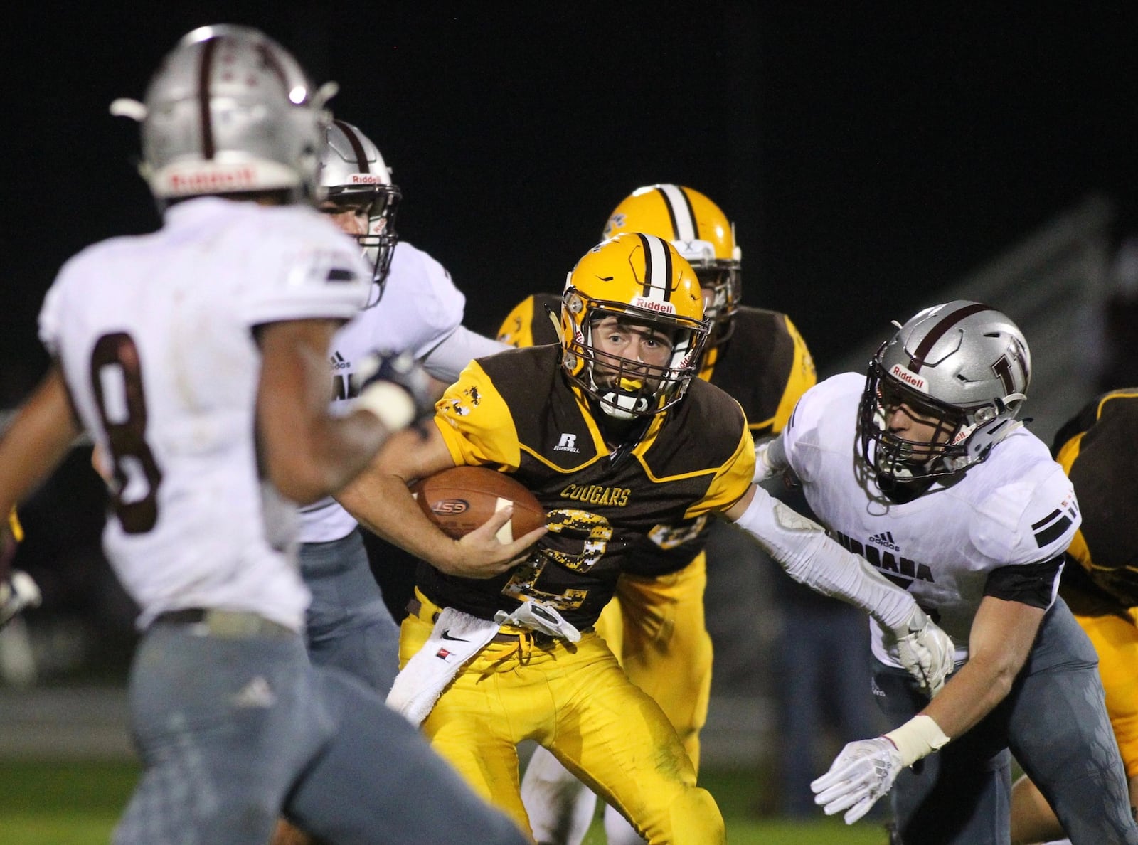 Kenton Ridge’s Dylan Lemen runs against Urbana on Friday, Sept. 15, 2018, at Richard L. Phillips Field in Springfield.