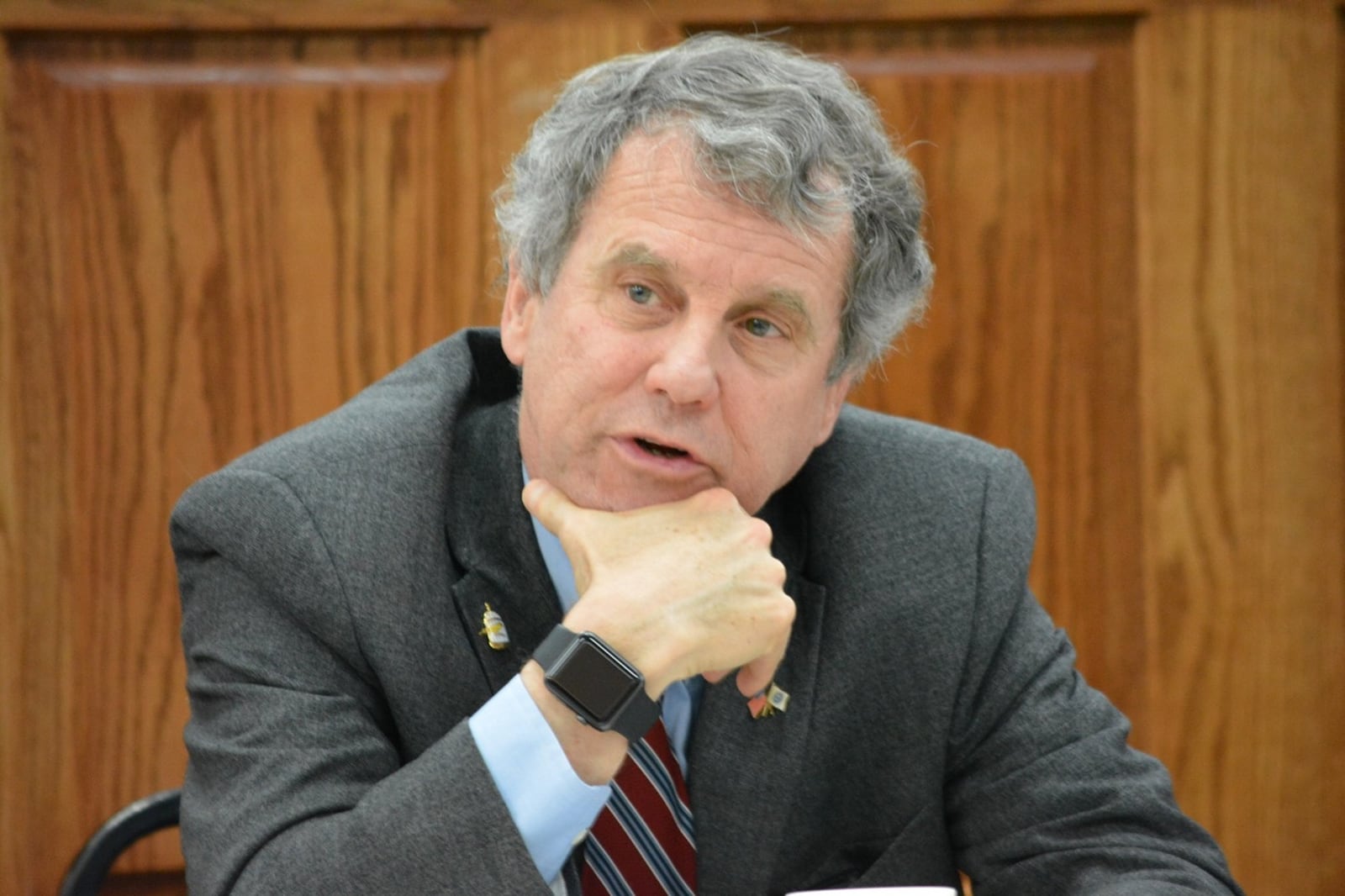 U.S. Sen. Sherrod Brown, D-Ohio, during a recent visit in Dayton. JIM OTTE/STAFF