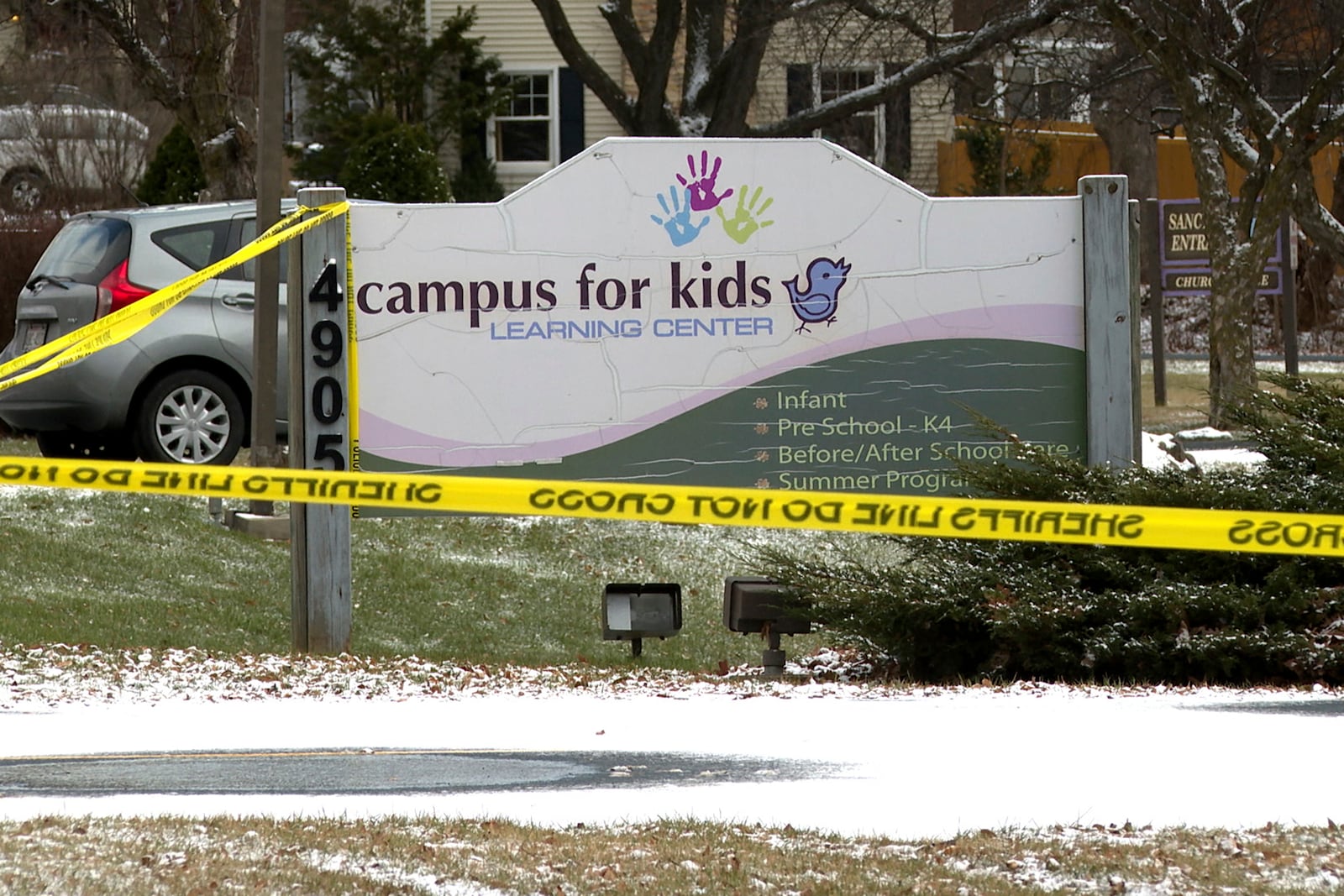 Police tape remained after a shooting Monday at Abundant Life Christian School on Wednesday, Dec. 18, 2024 in Madison, Wis. (AP photo/Mark Vancleave)