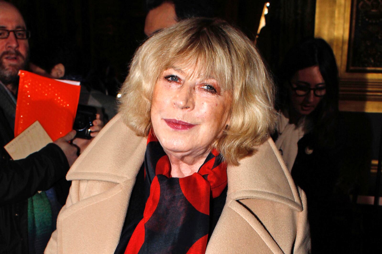 FILE - This March 3, 2014 file photo shows British singer Marianne Faithfull at the Stella McCartney's ready-to-wear fall/winter 2014-2015 fashion collection presented in Paris. (AP Photo/Thibault Camus, File)