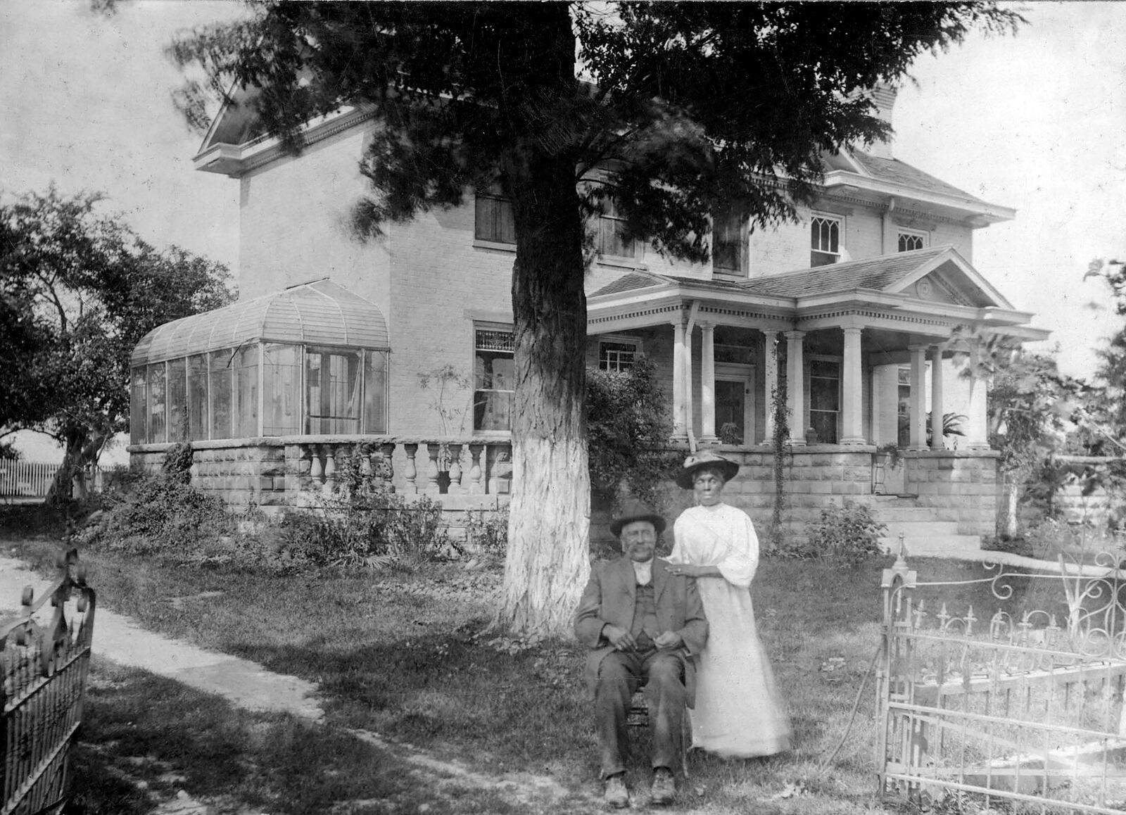 In 1907 Charles Young purchased his permanent family residence in Wilberforce. This photograph was taken around 1911. The woman standing in the foreground is Charles Young's mother Arminta Young. PHOTO COURTESY OF THE AFRO-AMERICAN MUSEUM AND CULTURAL CENTER