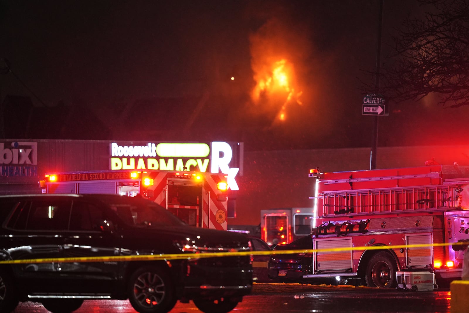 First responders work the scene after what witnesses say was a plane crash in Philadelphia, Friday, Jan. 31, 2025. (AP Photo/Matt Rourke)