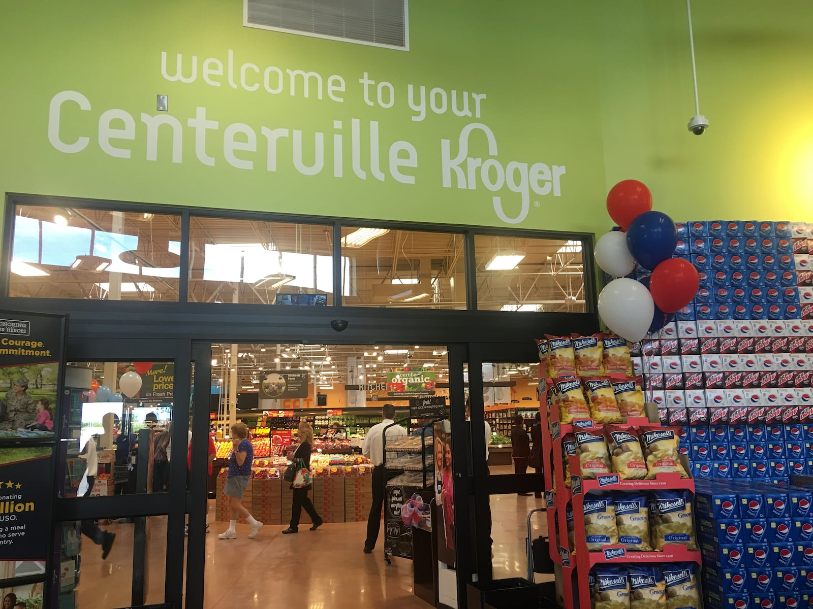 Kroger offered free samples and other treats to the first customers who came through the store last week. KARA DRISCOLL/STAFF