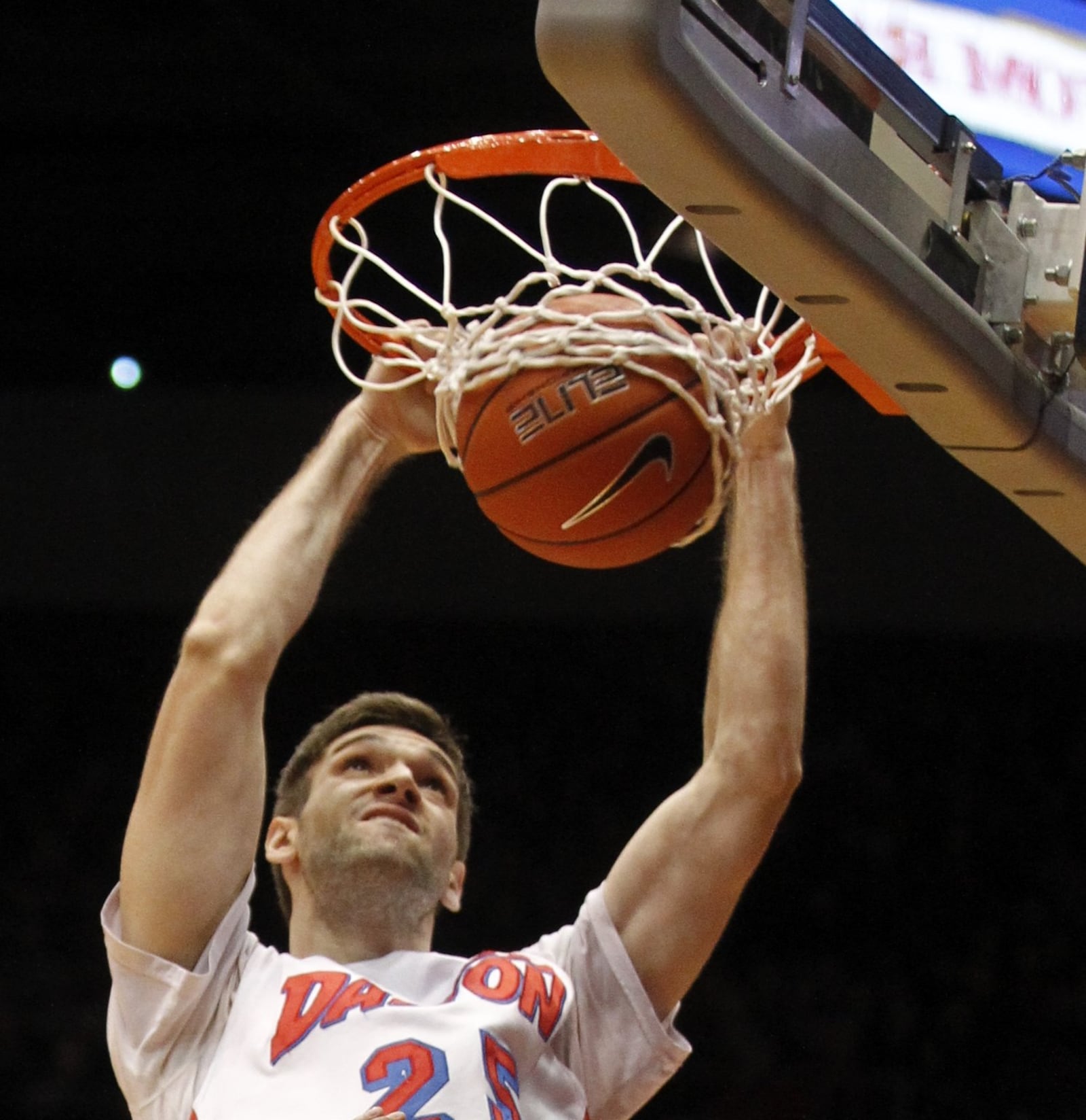 Dayton forward Alex Gavrilovic dunks against Iona on Thursday, Dec. 19, 2013, at UD Arena. David Jablonski/Staff