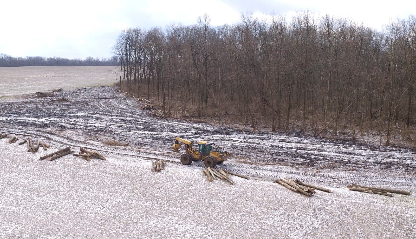 Construction has begun for the $16 million Warren County Sports Park in Turtlecreek Township. The 109 acre park will have 14 soccer fields and 6 ball diamonds when completed.  A narrow swath of trees was removed to build a road between the east and west sections of the sports park that bookends the Turtlecreek Twp. Park.   TY GREENLEES / STAFF